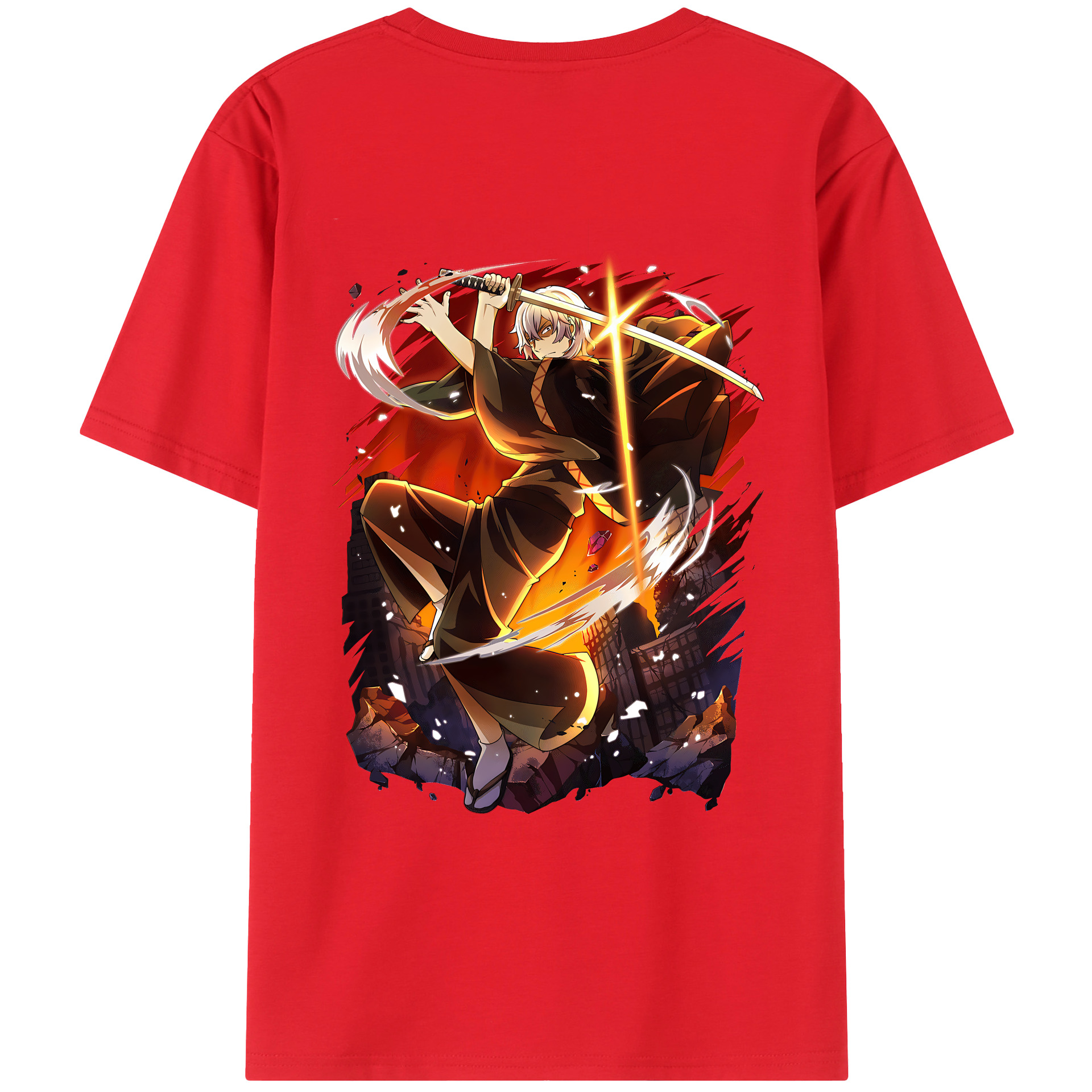 （画像用） 文豪ストレイドッグス Bungo Stray Dogs 綿100％ メンズ半袖Tシャツ（バックプリント） 通気性