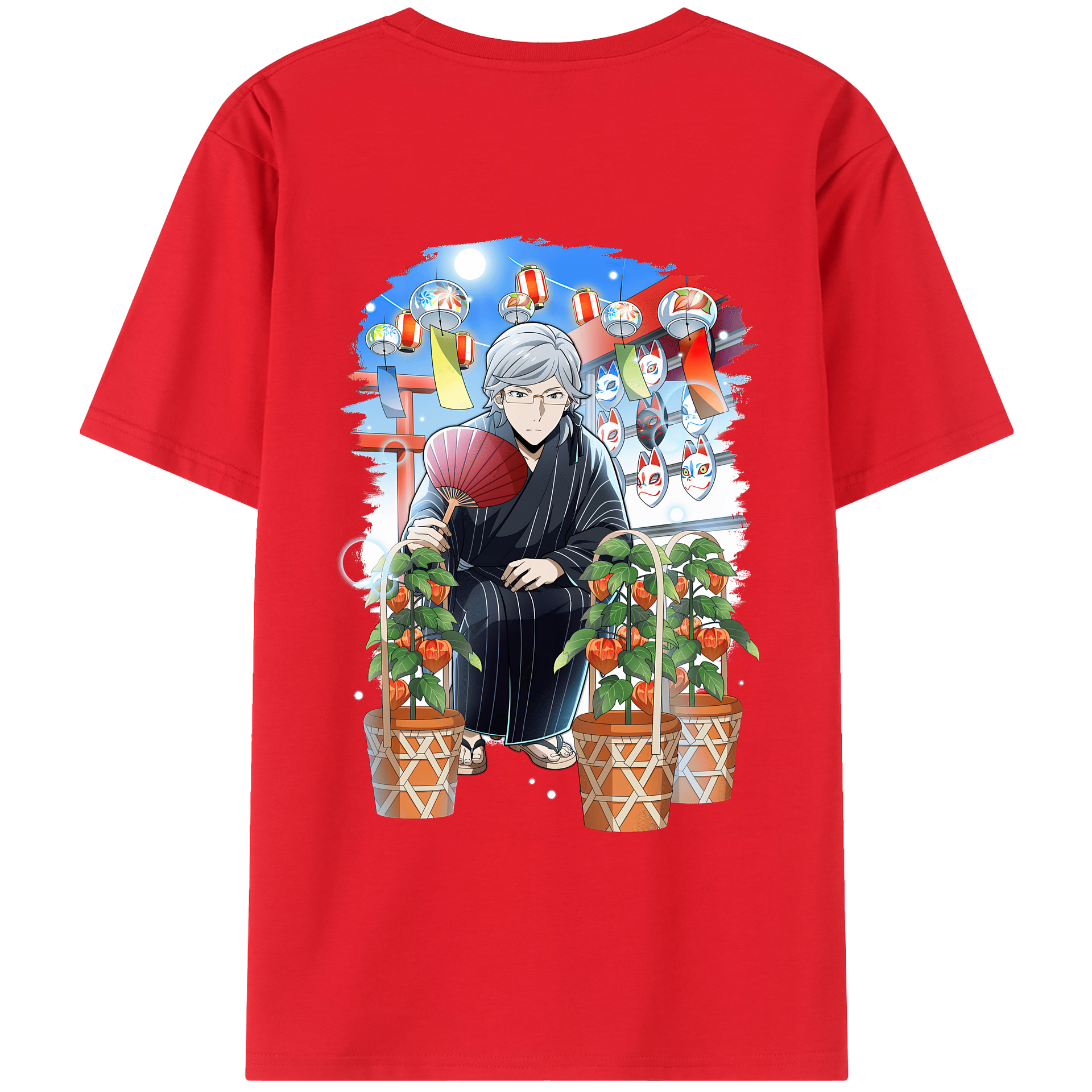 （画像用） 文豪ストレイドッグス Bungo Stray Dogs 綿100％ メンズ半袖Tシャツ（バックプリント） 通気性