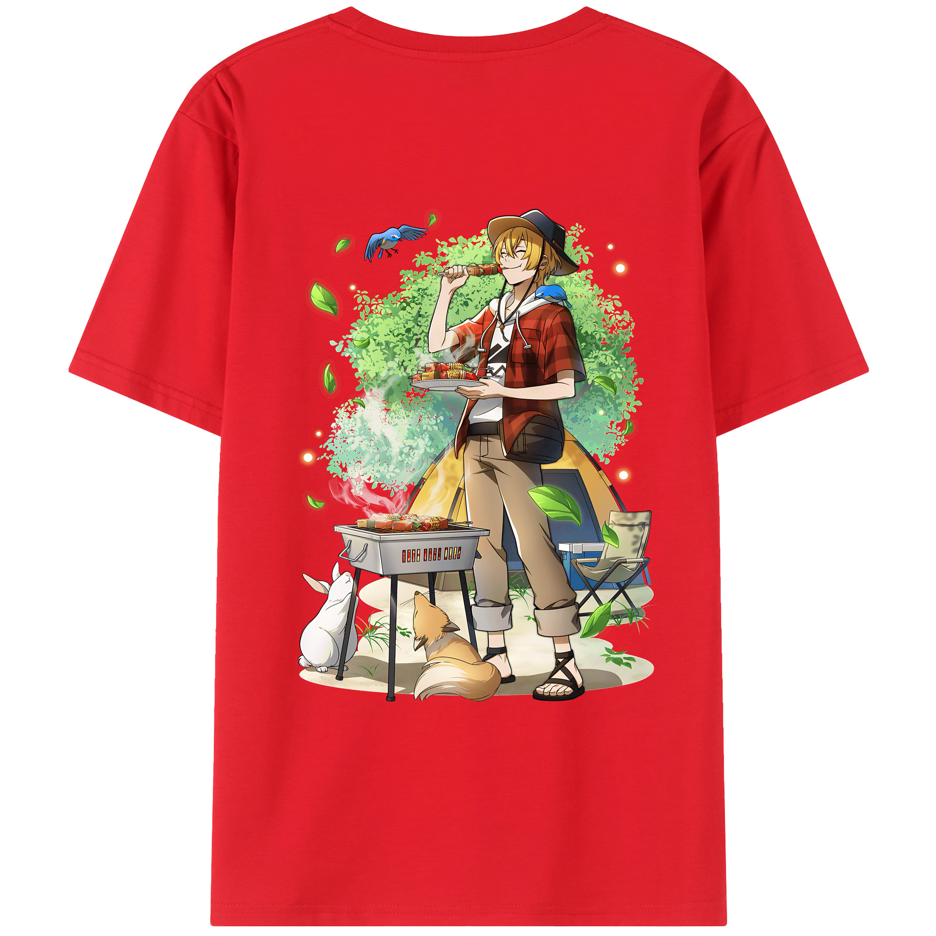 （画像用） 文豪ストレイドッグス Bungo Stray Dogs 綿100％ メンズ半袖Tシャツ（バックプリント） 通気性