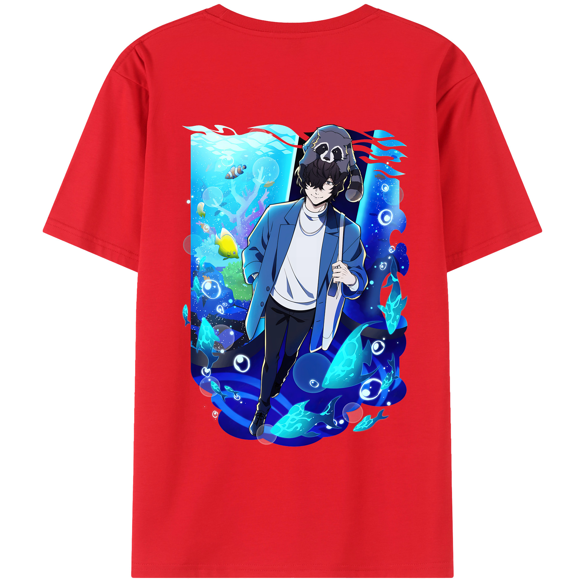 （画像用） 文豪ストレイドッグス Bungo Stray Dogs 綿100％ メンズ半袖Tシャツ（バックプリント） 通気性