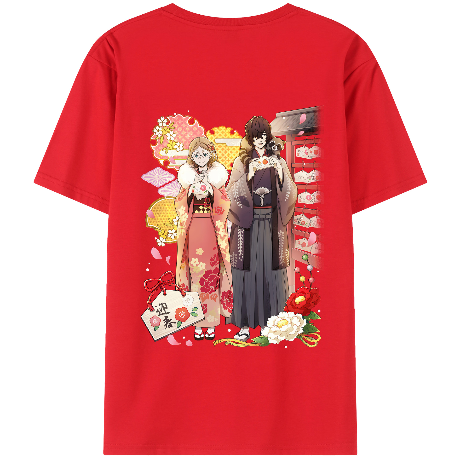 （画像用） 文豪ストレイドッグス Bungo Stray Dogs 綿100％ メンズ半袖Tシャツ（バックプリント） 通気性