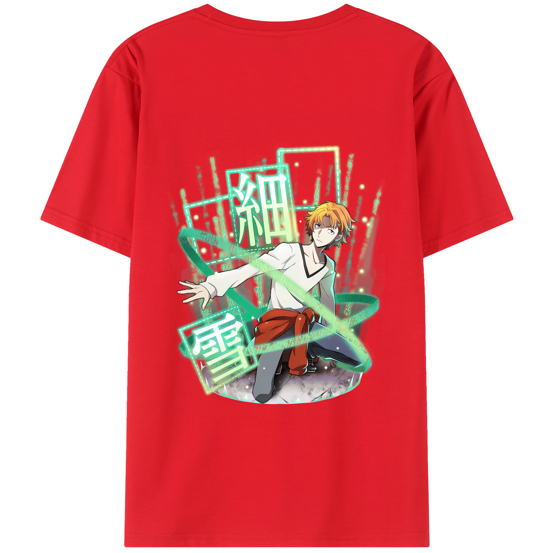 （画像用） 文豪ストレイドッグス Bungo Stray Dogs 綿100％ メンズ半袖Tシャツ（バックプリント） 通気性