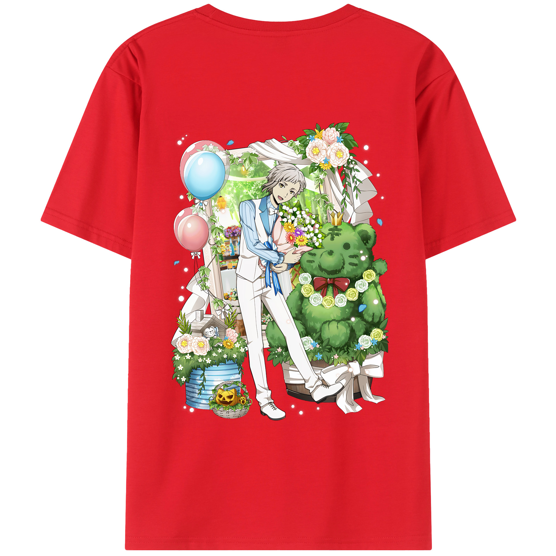 （画像用） 文豪ストレイドッグス Bungo Stray Dogs 綿100％ メンズ半袖Tシャツ（バックプリント） 通気性