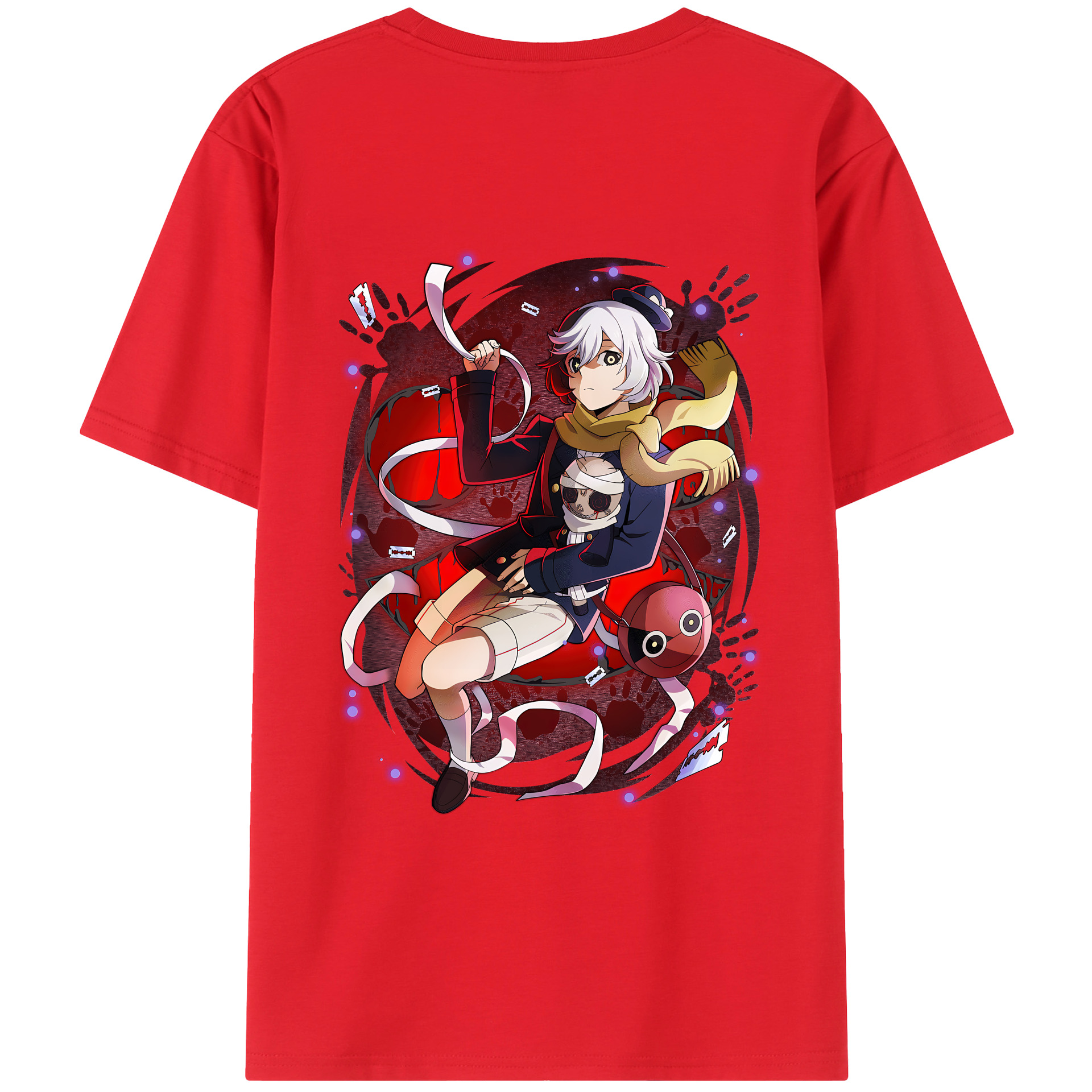 （画像用） 文豪ストレイドッグス Bungo Stray Dogs 綿100％ メンズ半袖Tシャツ（バックプリント） 通気性