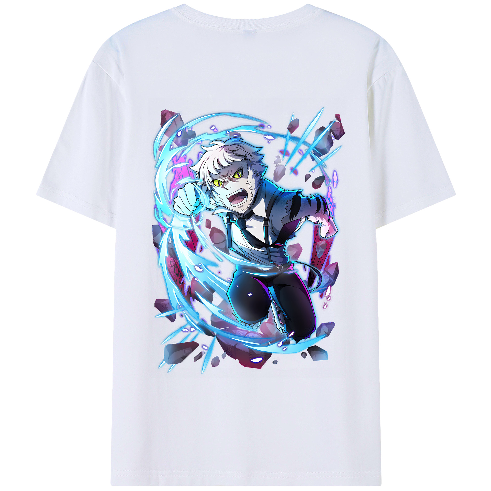 （画像用） 文豪ストレイドッグス Bungo Stray Dogs 綿100％ メンズ半袖Tシャツ（バックプリント） 通気性