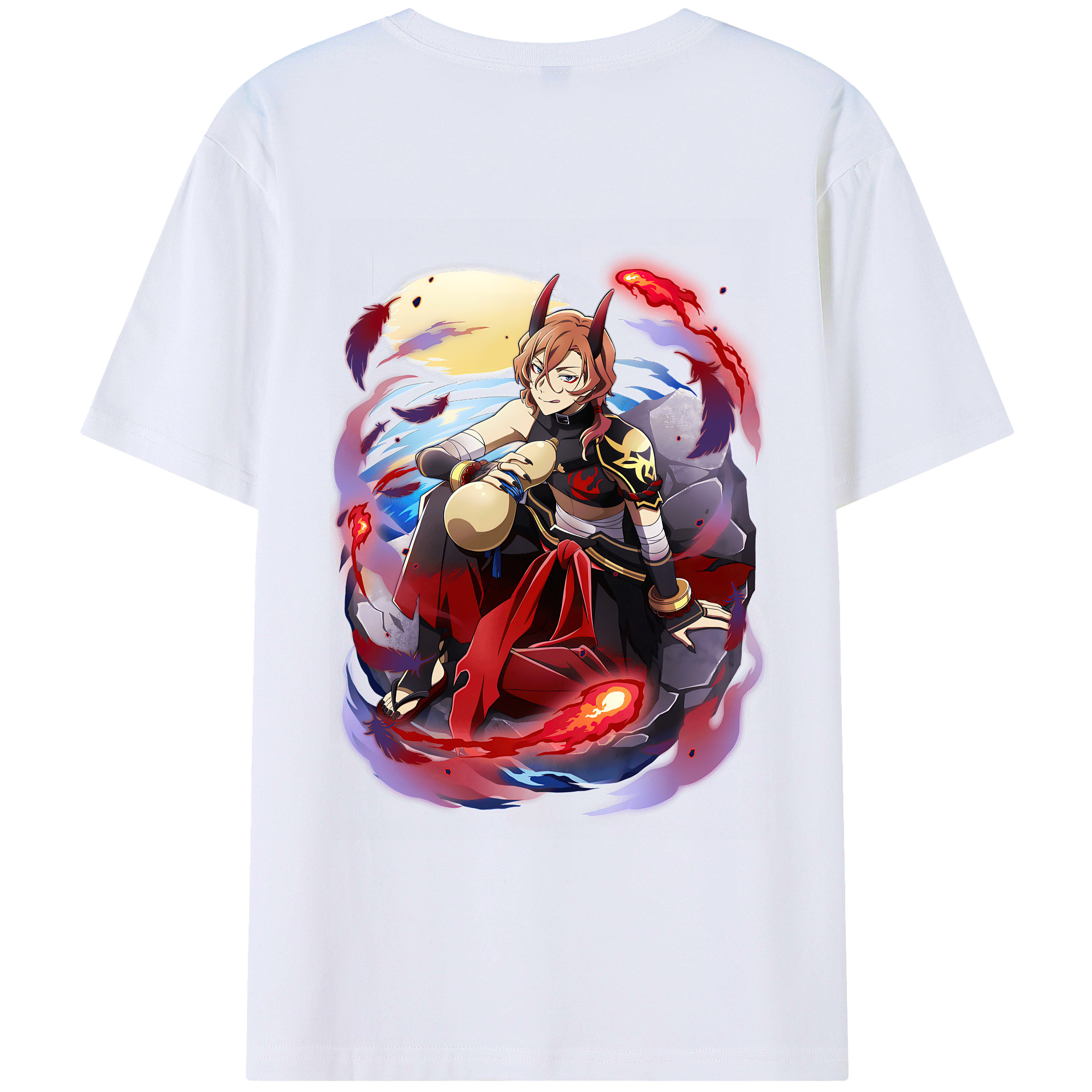 （画像用） 文豪ストレイドッグス Bungo Stray Dogs 綿100％ メンズ半袖Tシャツ（バックプリント） 通気性