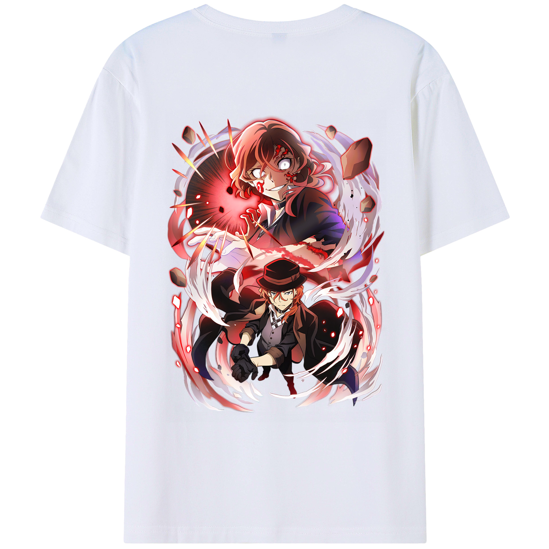 （画像用） 文豪ストレイドッグス Bungo Stray Dogs 綿100％ メンズ半袖Tシャツ（バックプリント） 通気性