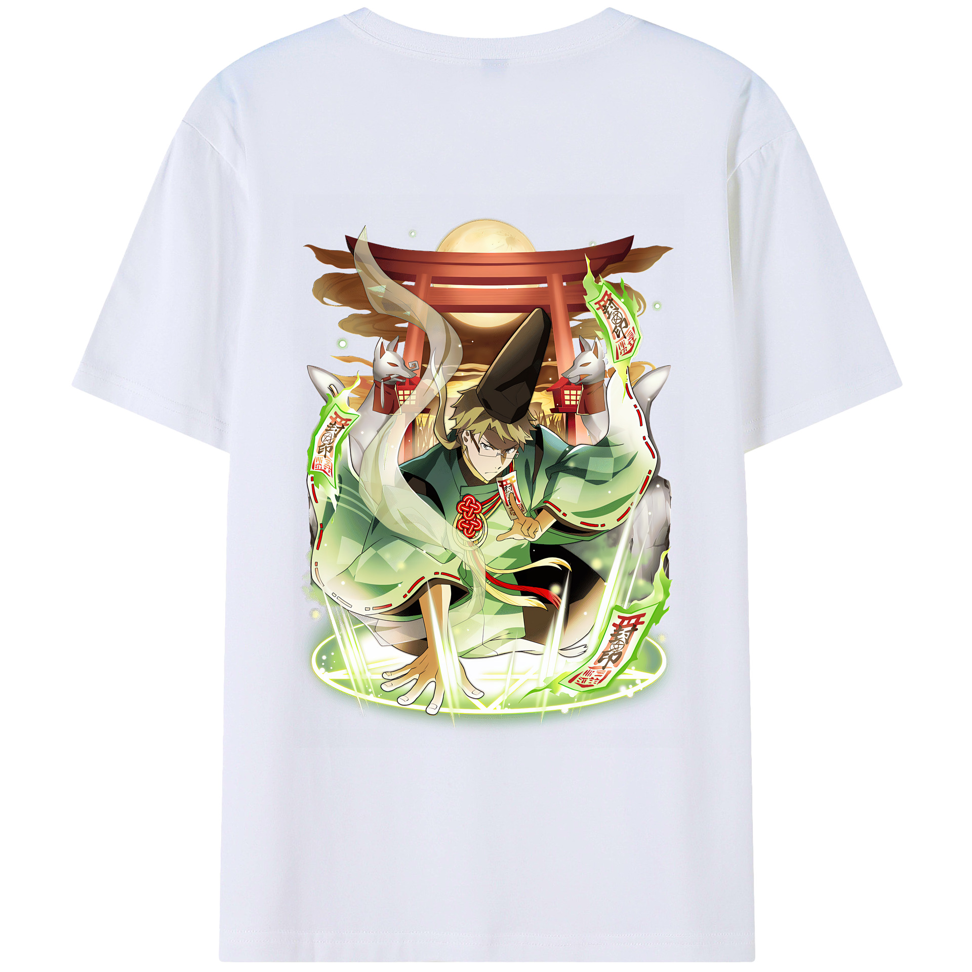 （画像用） 文豪ストレイドッグス Bungo Stray Dogs 綿100％ メンズ半袖Tシャツ（バックプリント） 通気性