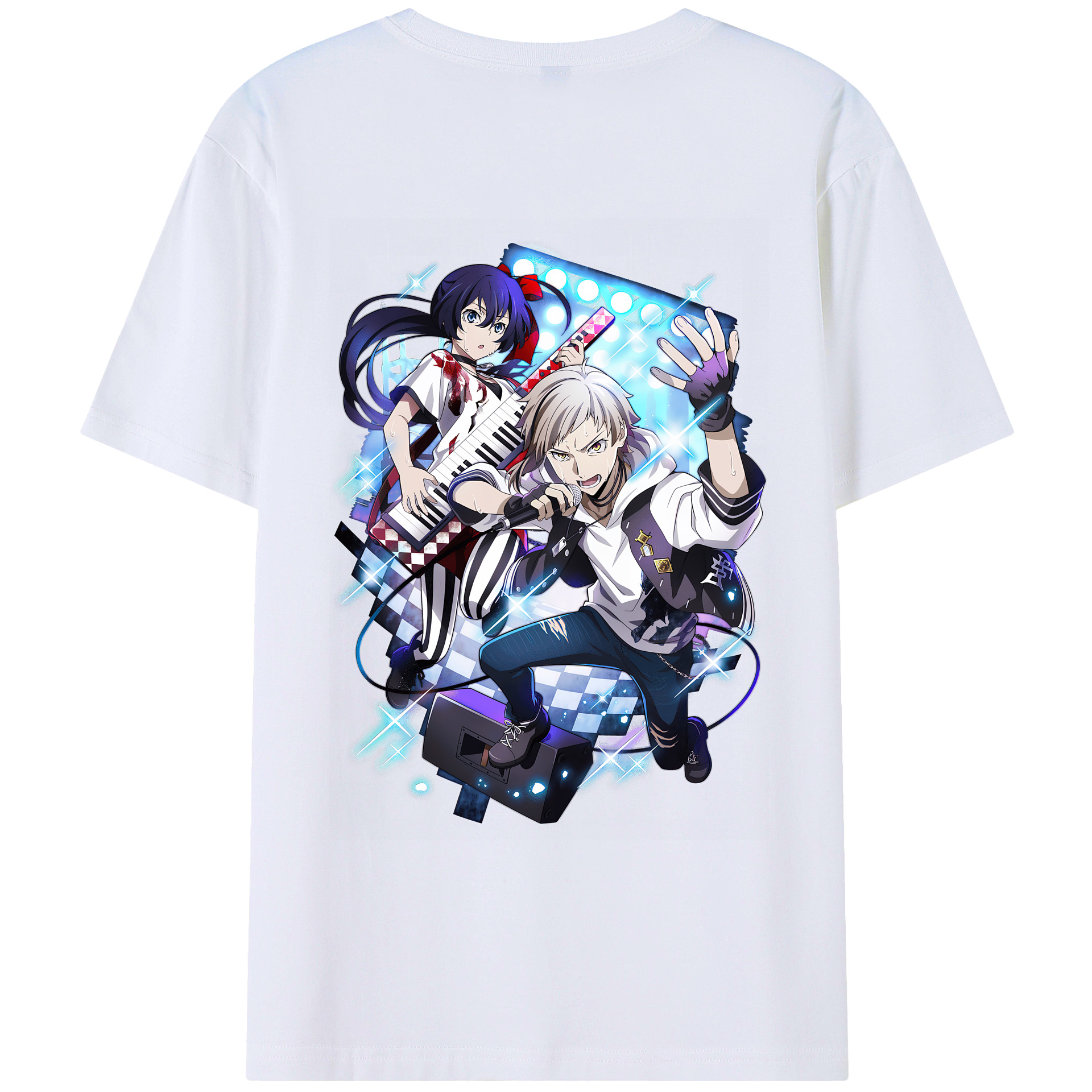 （画像用） 文豪ストレイドッグス Bungo Stray Dogs 綿100％ メンズ半袖Tシャツ（バックプリント） 通気性