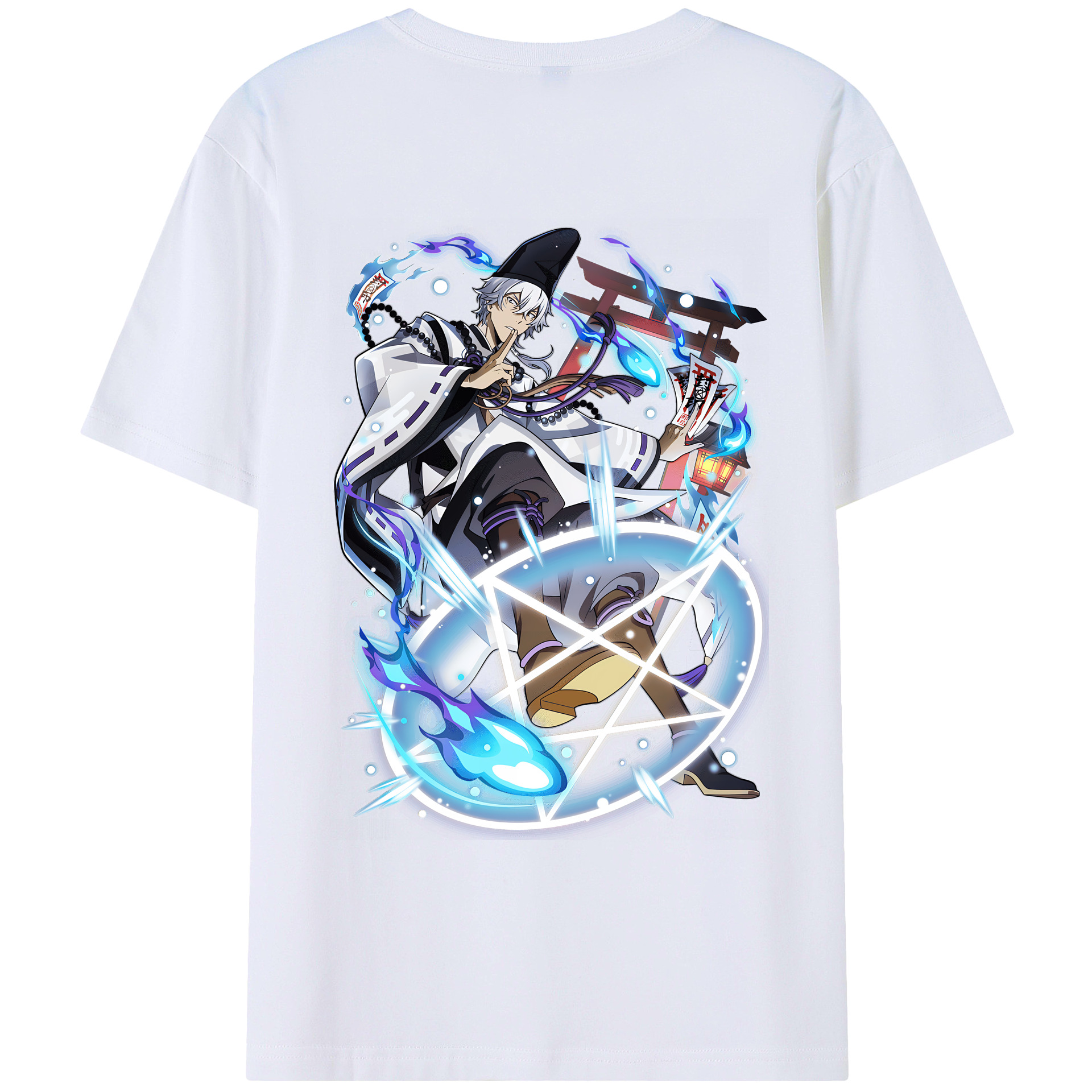 （画像用） 文豪ストレイドッグス Bungo Stray Dogs 綿100％ メンズ半袖Tシャツ（バックプリント） 通気性