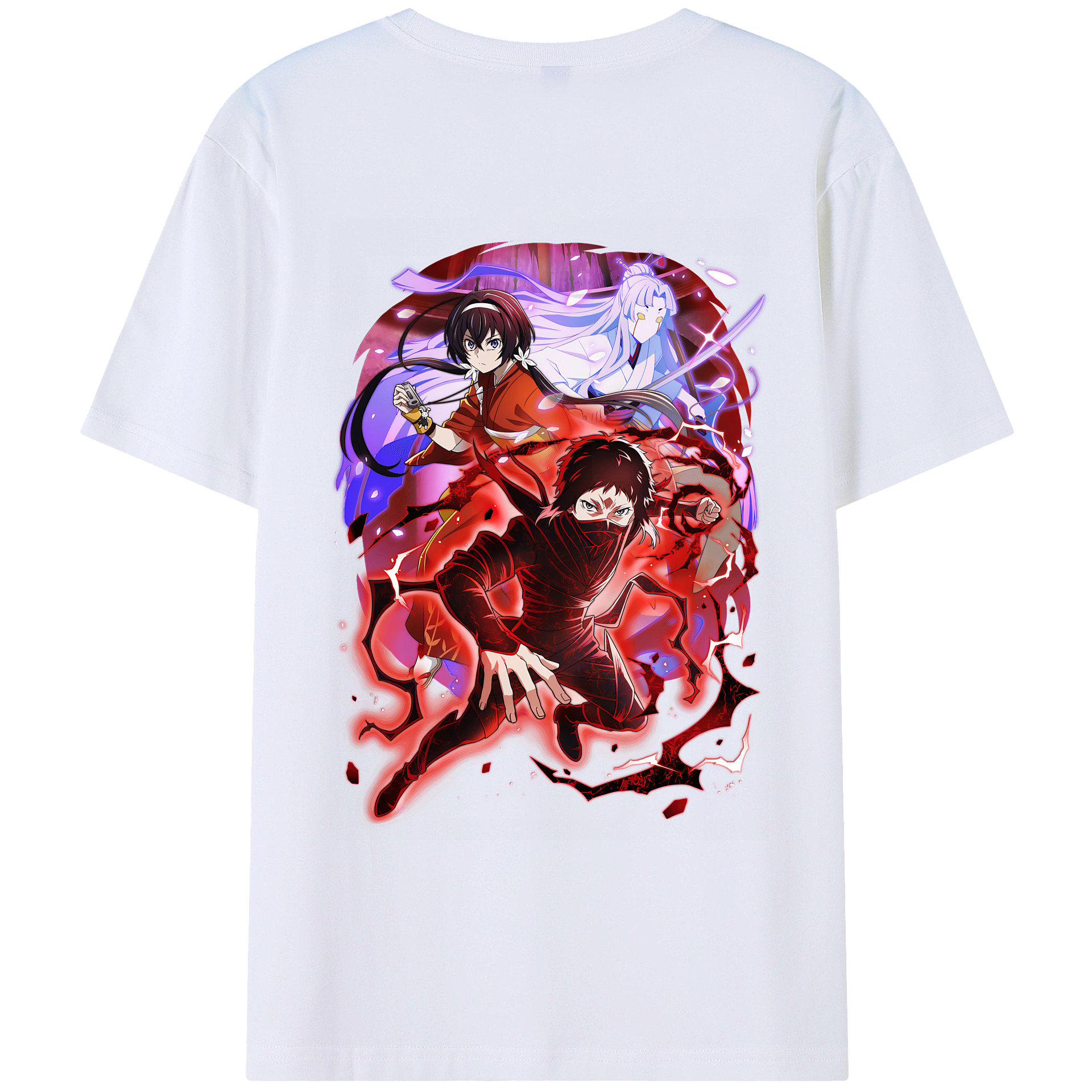 （画像用） 文豪ストレイドッグス Bungo Stray Dogs 綿100％ メンズ半袖Tシャツ（バックプリント） 通気性