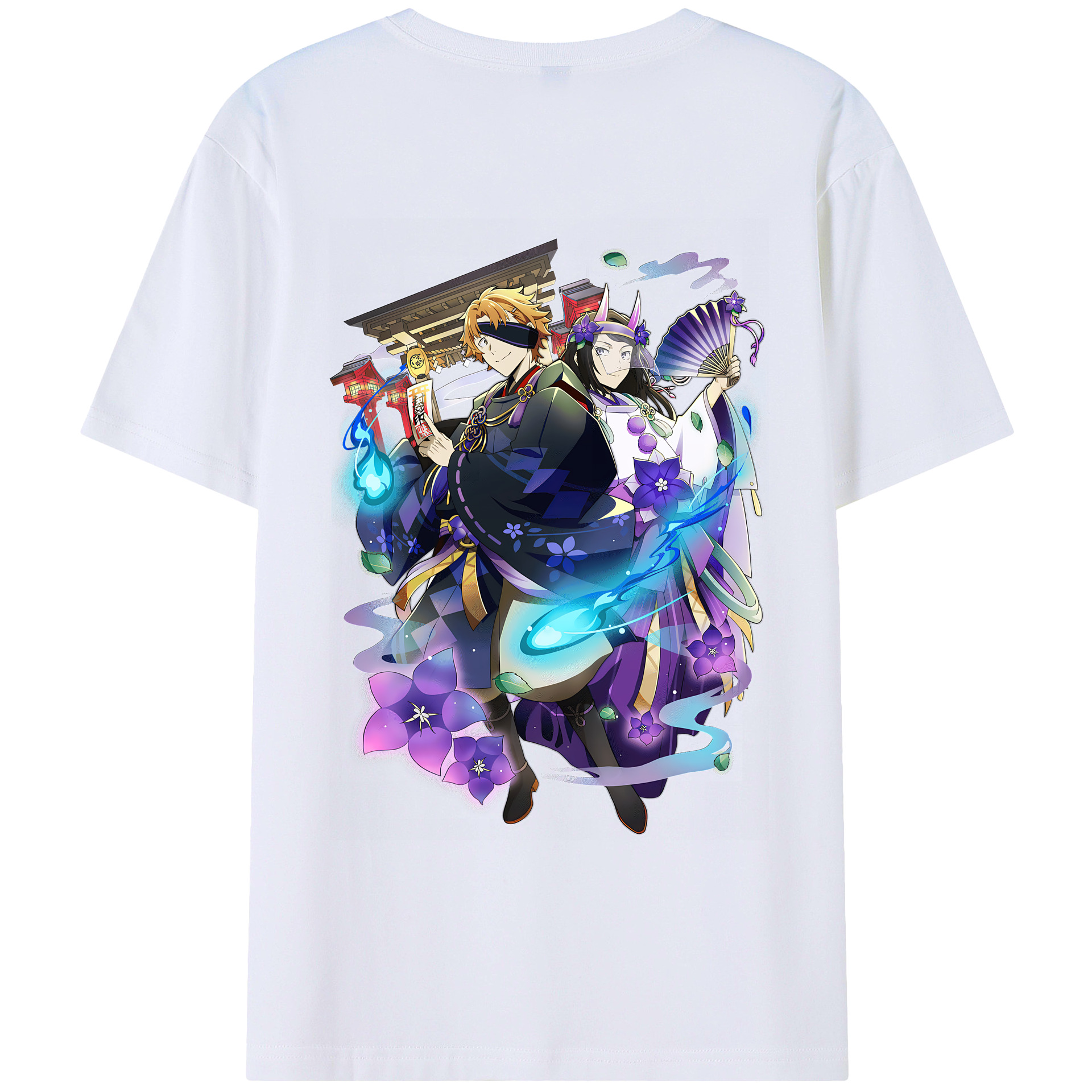 （画像用） 文豪ストレイドッグス Bungo Stray Dogs 綿100％ メンズ半袖Tシャツ（バックプリント） 通気性