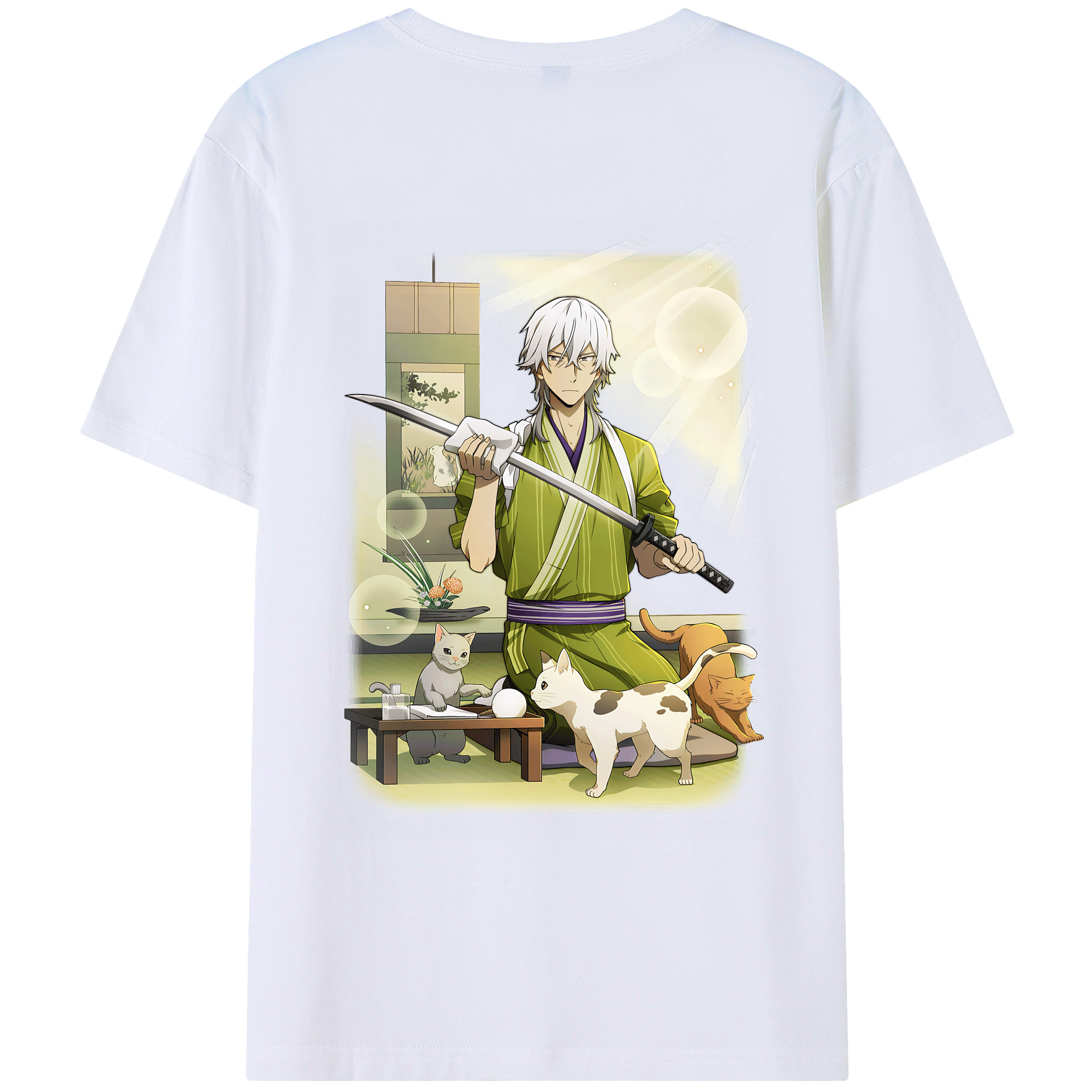 （画像用） 文豪ストレイドッグス Bungo Stray Dogs 綿100％ メンズ半袖Tシャツ（バックプリント） 通気性