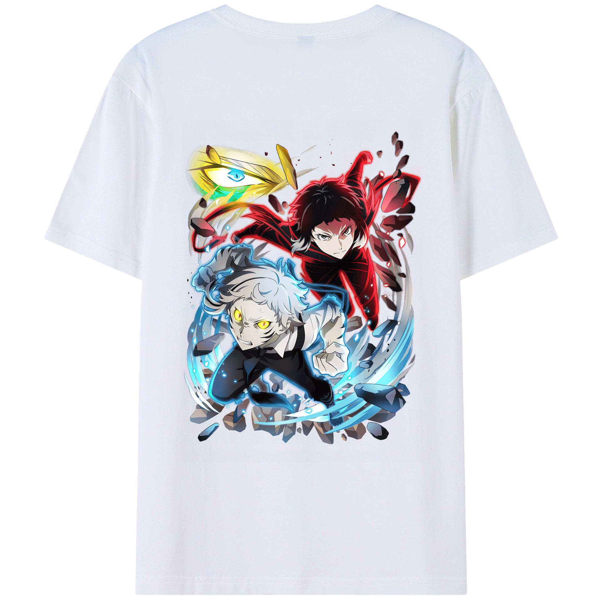（画像用） 文豪ストレイドッグス Bungo Stray Dogs 綿100％ メンズ半袖Tシャツ（バックプリント） 通気性
