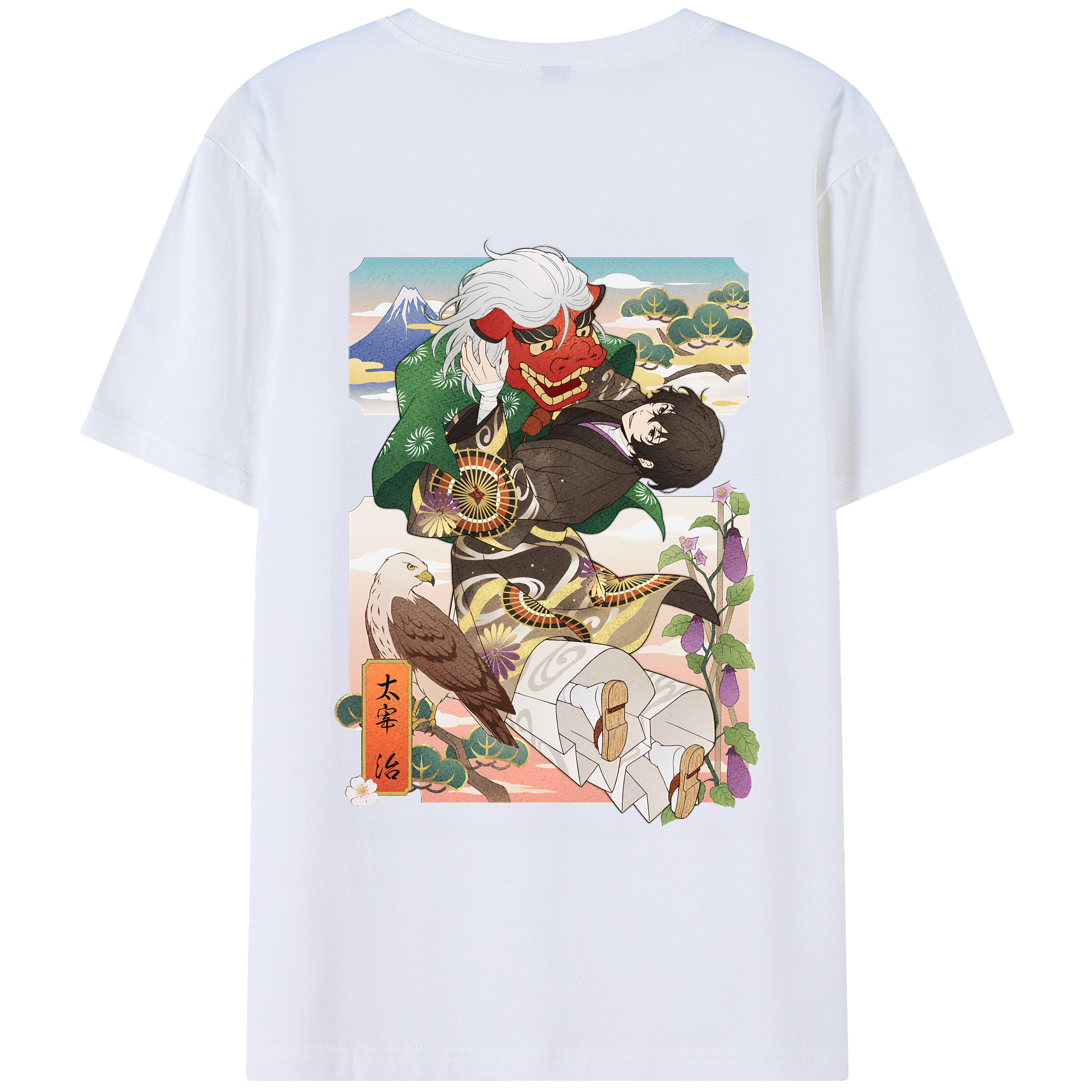 （画像用） 文豪ストレイドッグス Bungo Stray Dogs 綿100％ メンズ半袖Tシャツ（バックプリント） 通気性