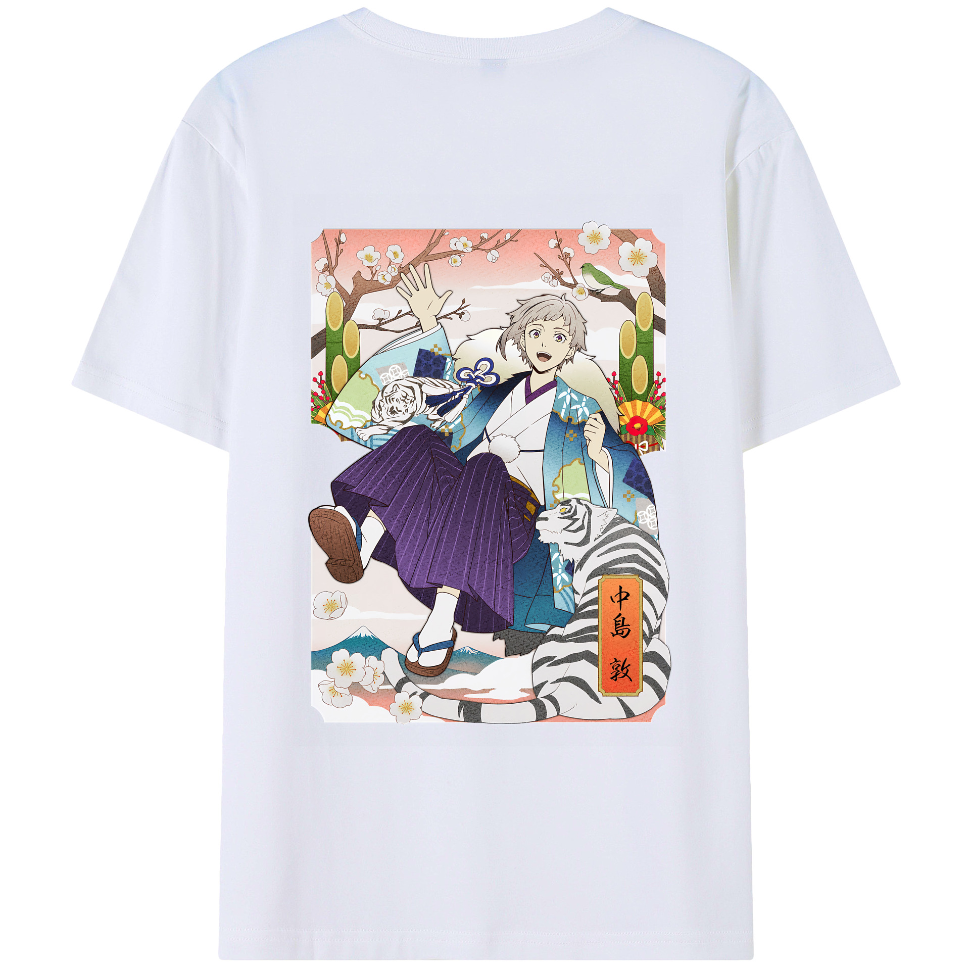（画像用） 文豪ストレイドッグス Bungo Stray Dogs 綿100％ メンズ半袖Tシャツ（バックプリント） 通気性