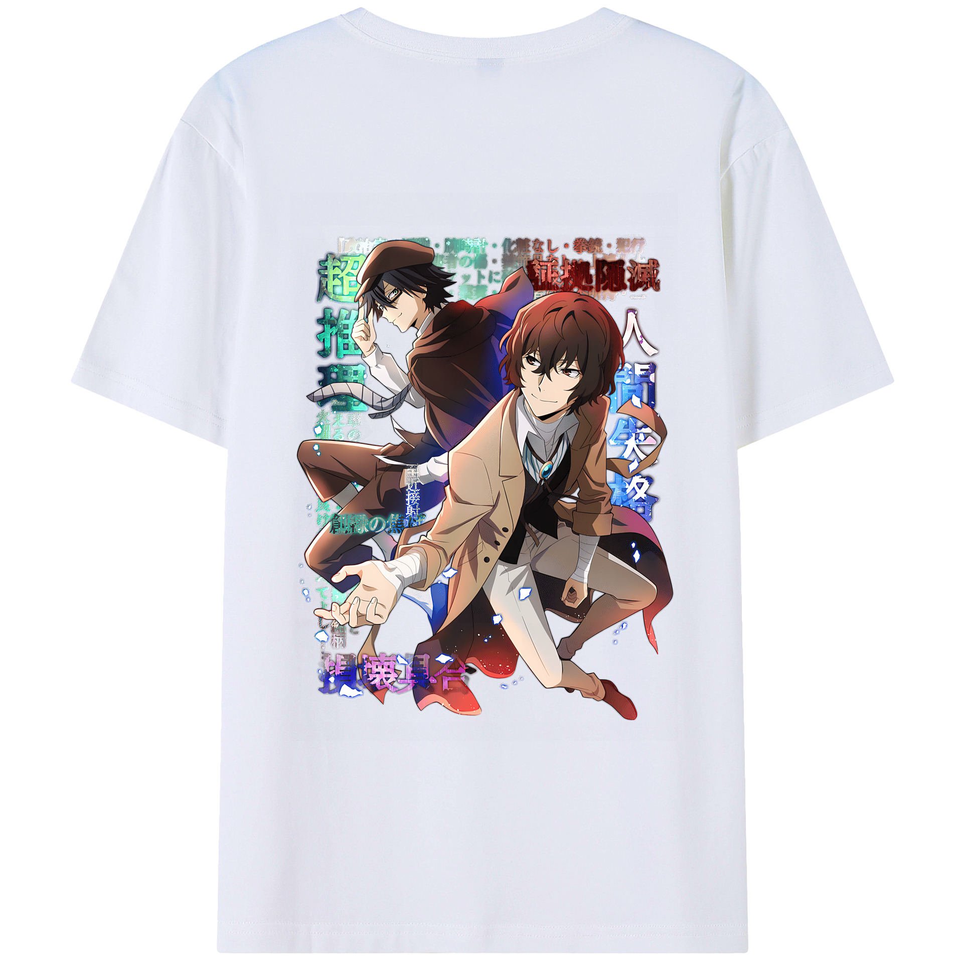 （画像用） 文豪ストレイドッグス Bungo Stray Dogs 綿100％ メンズ半袖Tシャツ（バックプリント） 通気性