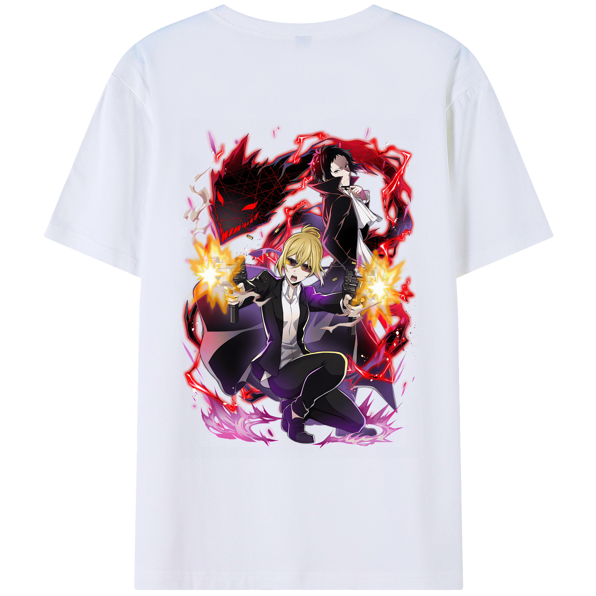 （画像用） 文豪ストレイドッグス Bungo Stray Dogs 綿100％ メンズ半袖Tシャツ（バックプリント） 通気性