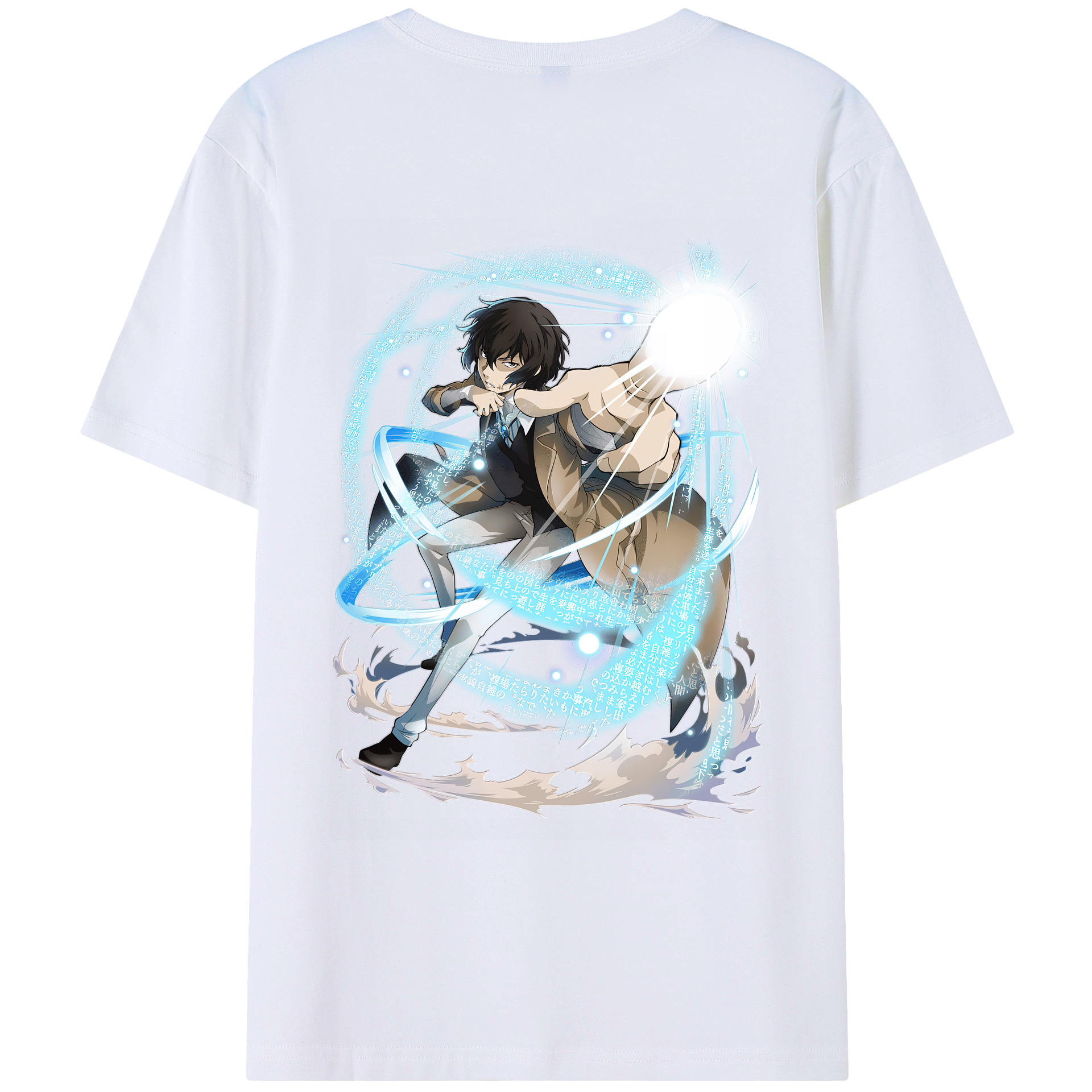 （画像用） 文豪ストレイドッグス Bungo Stray Dogs 綿100％ メンズ半袖Tシャツ（バックプリント） 通気性