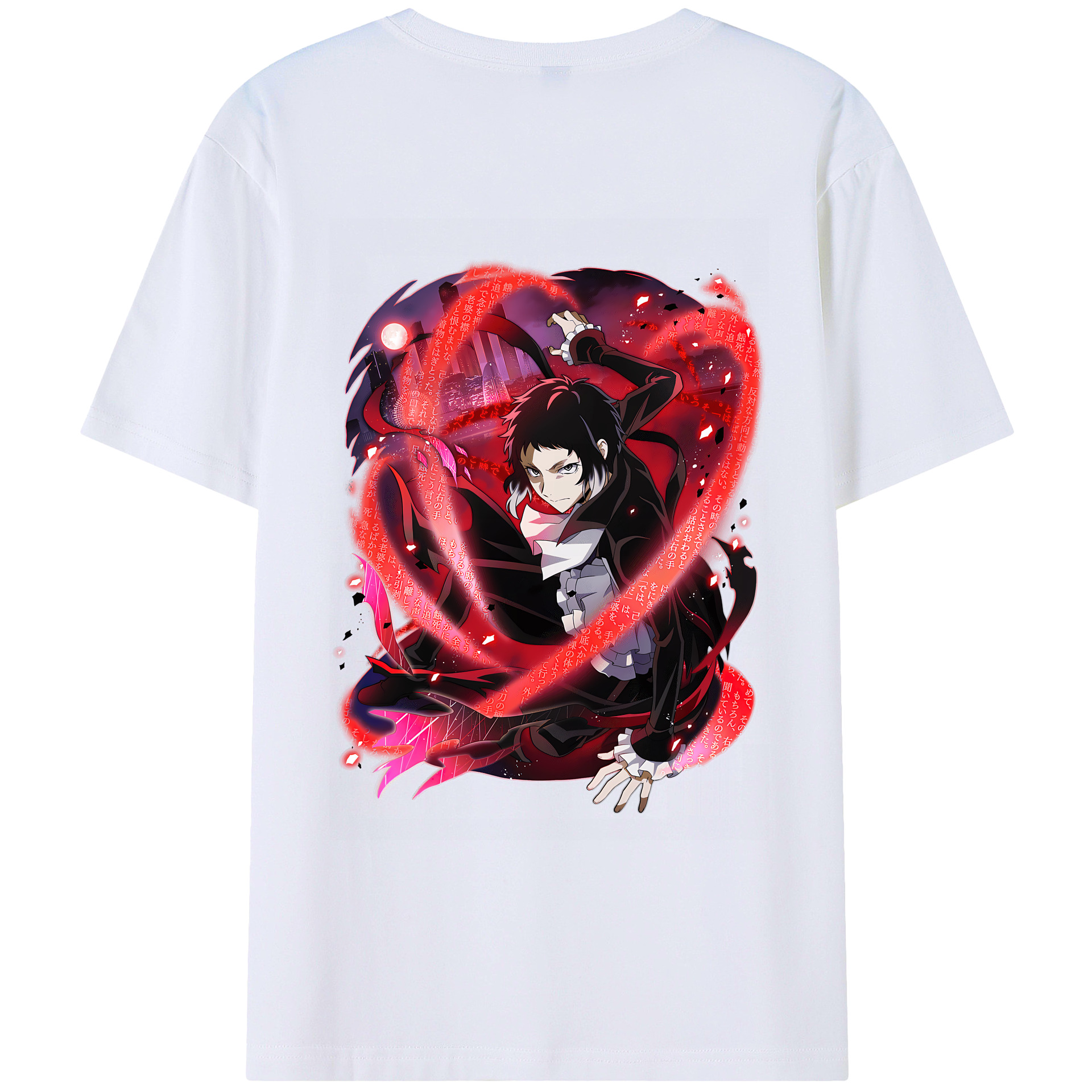 （画像用） 文豪ストレイドッグス Bungo Stray Dogs 綿100％ メンズ半袖Tシャツ（バックプリント） 通気性