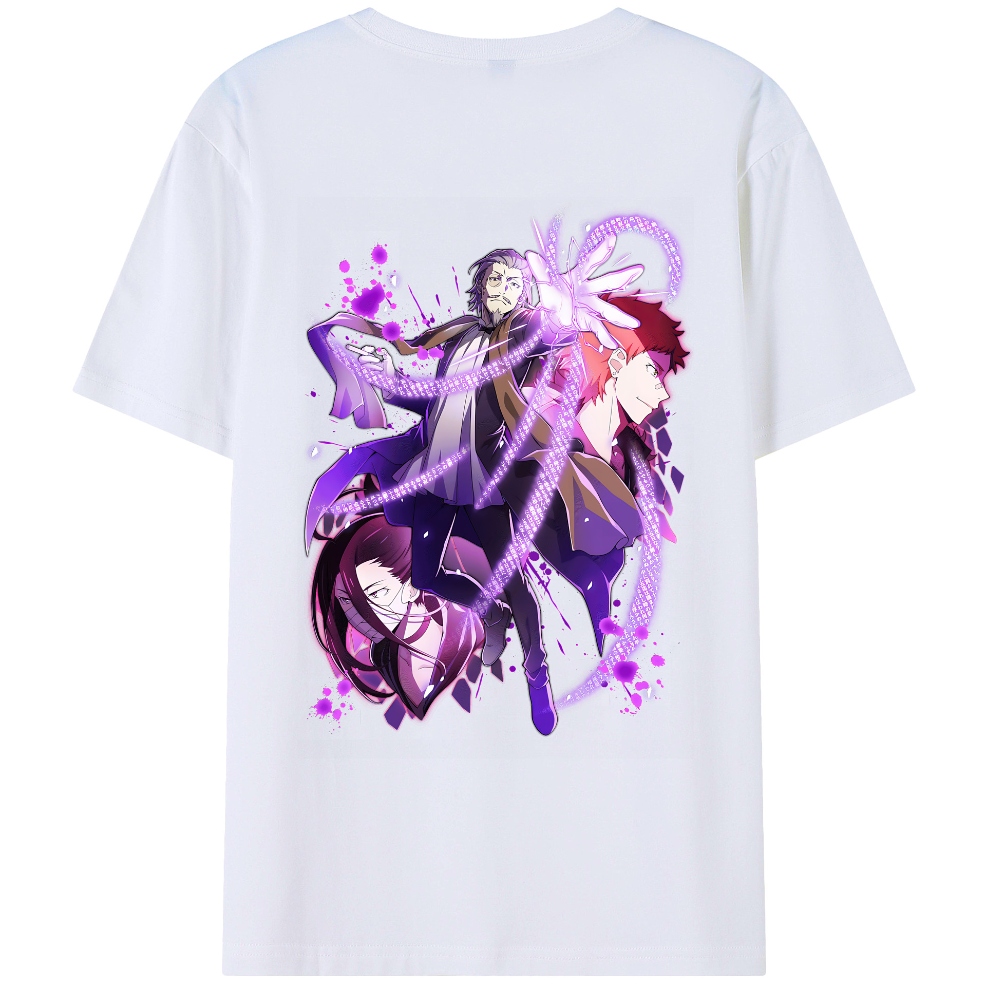 （画像用） 文豪ストレイドッグス Bungo Stray Dogs 綿100％ メンズ半袖Tシャツ（バックプリント） 通気性