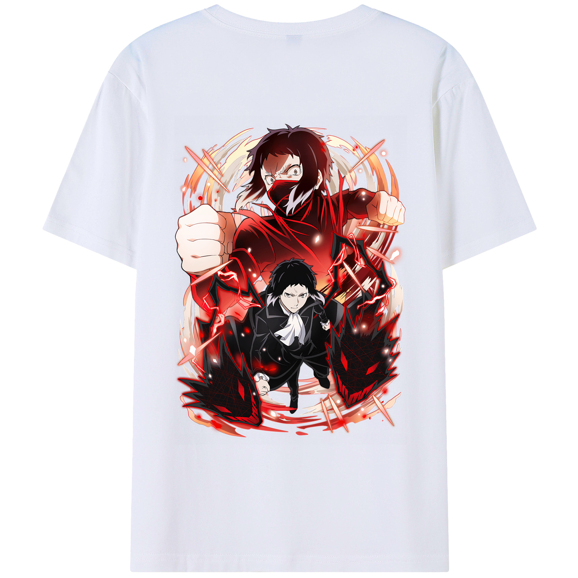 （画像用） 文豪ストレイドッグス Bungo Stray Dogs 綿100％ メンズ半袖Tシャツ（バックプリント） 通気性