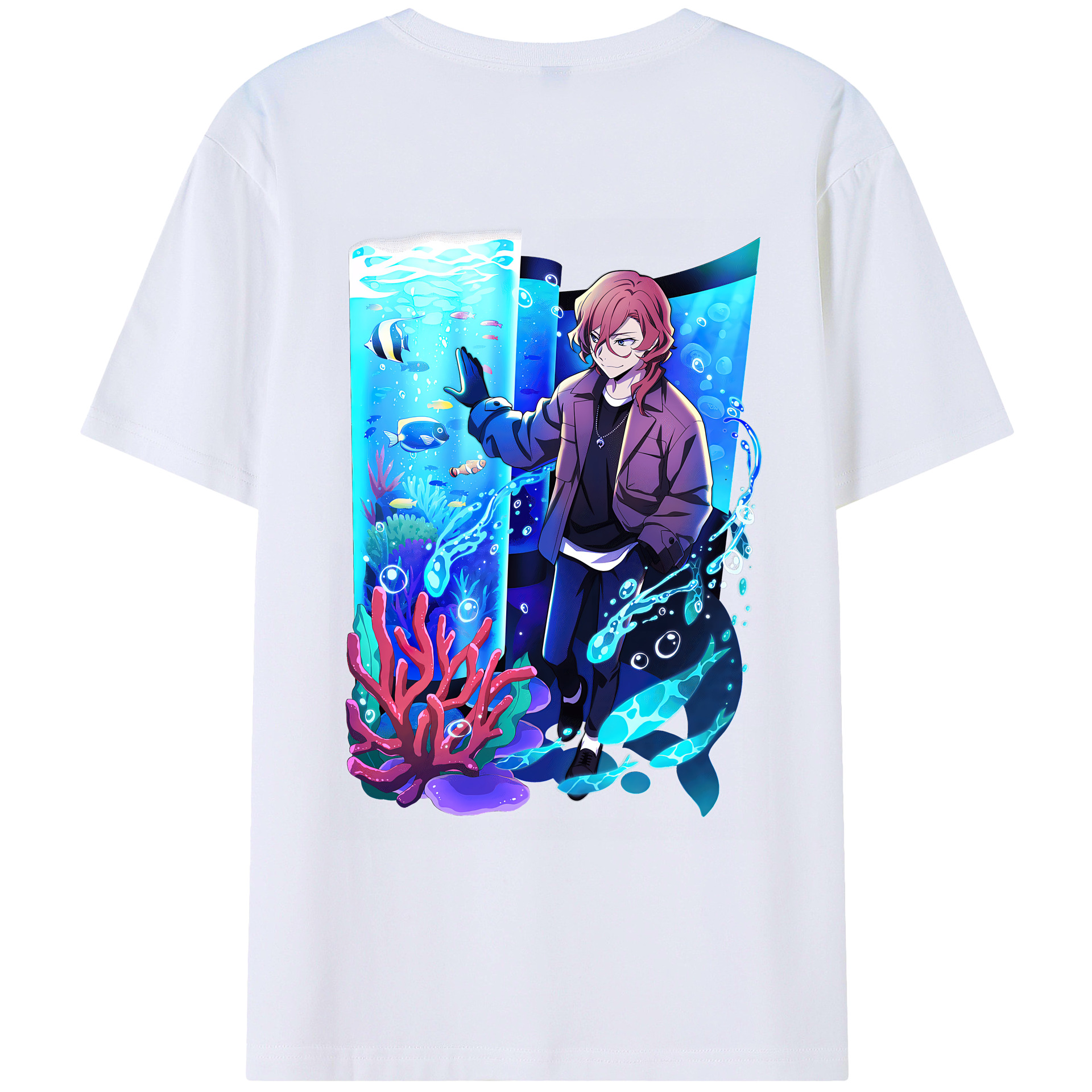 （画像用） 文豪ストレイドッグス Bungo Stray Dogs 綿100％ メンズ半袖Tシャツ（バックプリント） 通気性