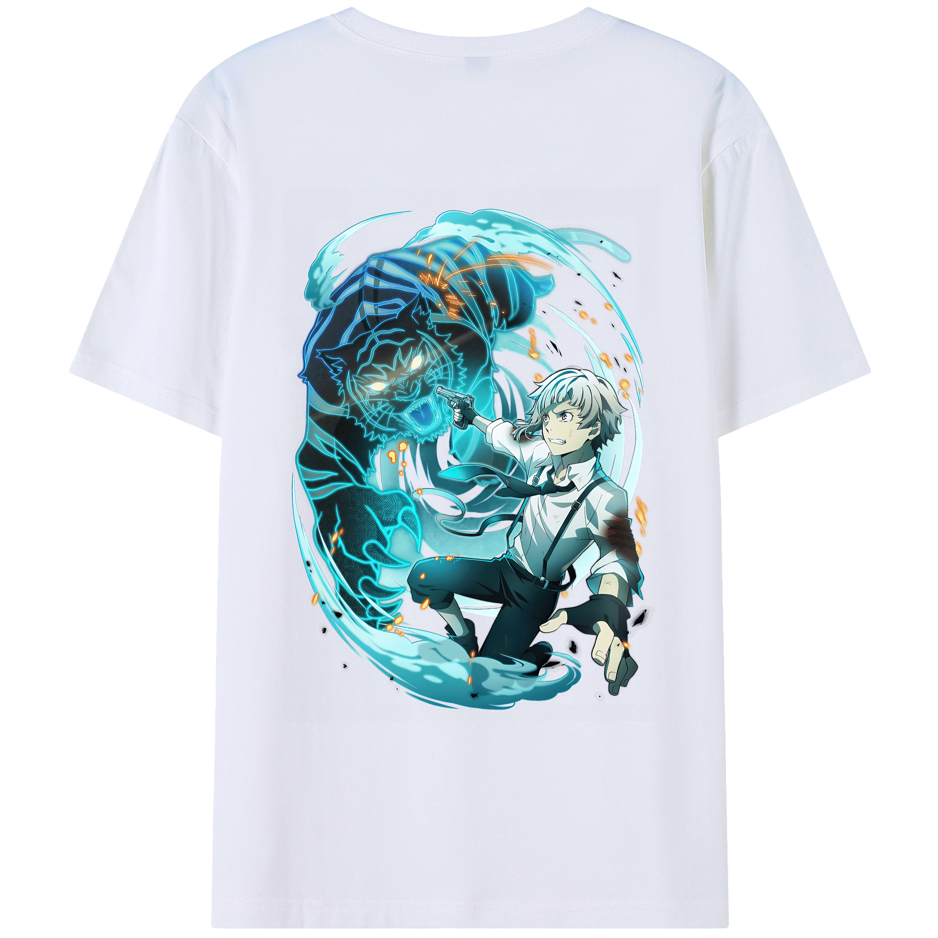 （画像用） 文豪ストレイドッグス Bungo Stray Dogs 綿100％ メンズ半袖Tシャツ（バックプリント） 通気性