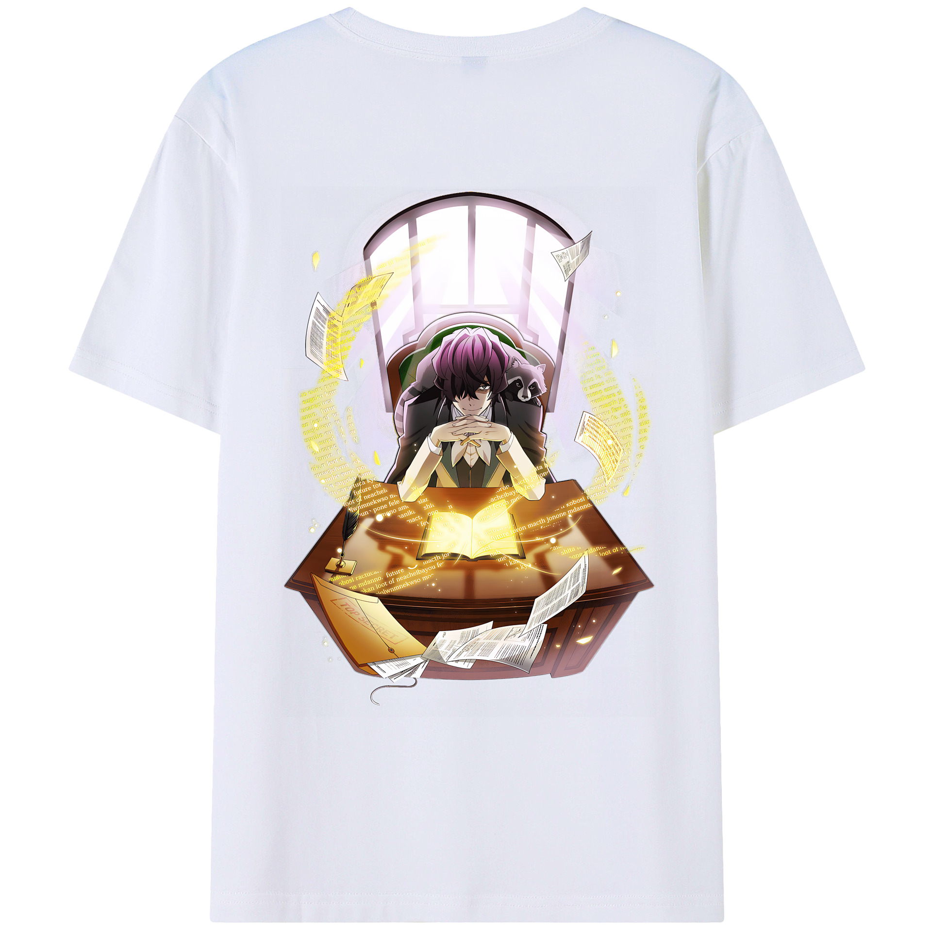 （画像用） 文豪ストレイドッグス Bungo Stray Dogs 綿100％ メンズ半袖Tシャツ（バックプリント） 通気性