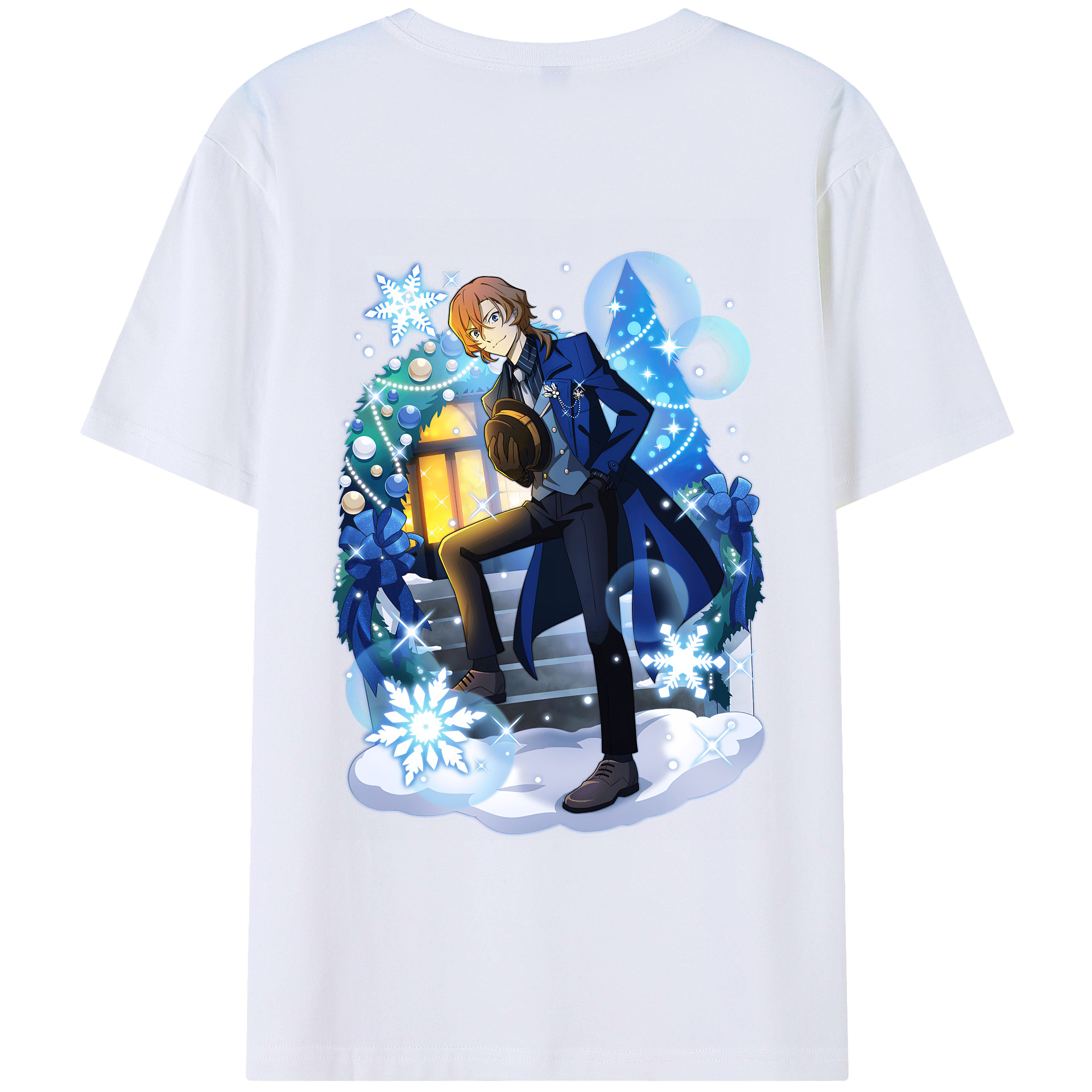 （画像用） 文豪ストレイドッグス Bungo Stray Dogs 綿100％ メンズ半袖Tシャツ（バックプリント） 通気性