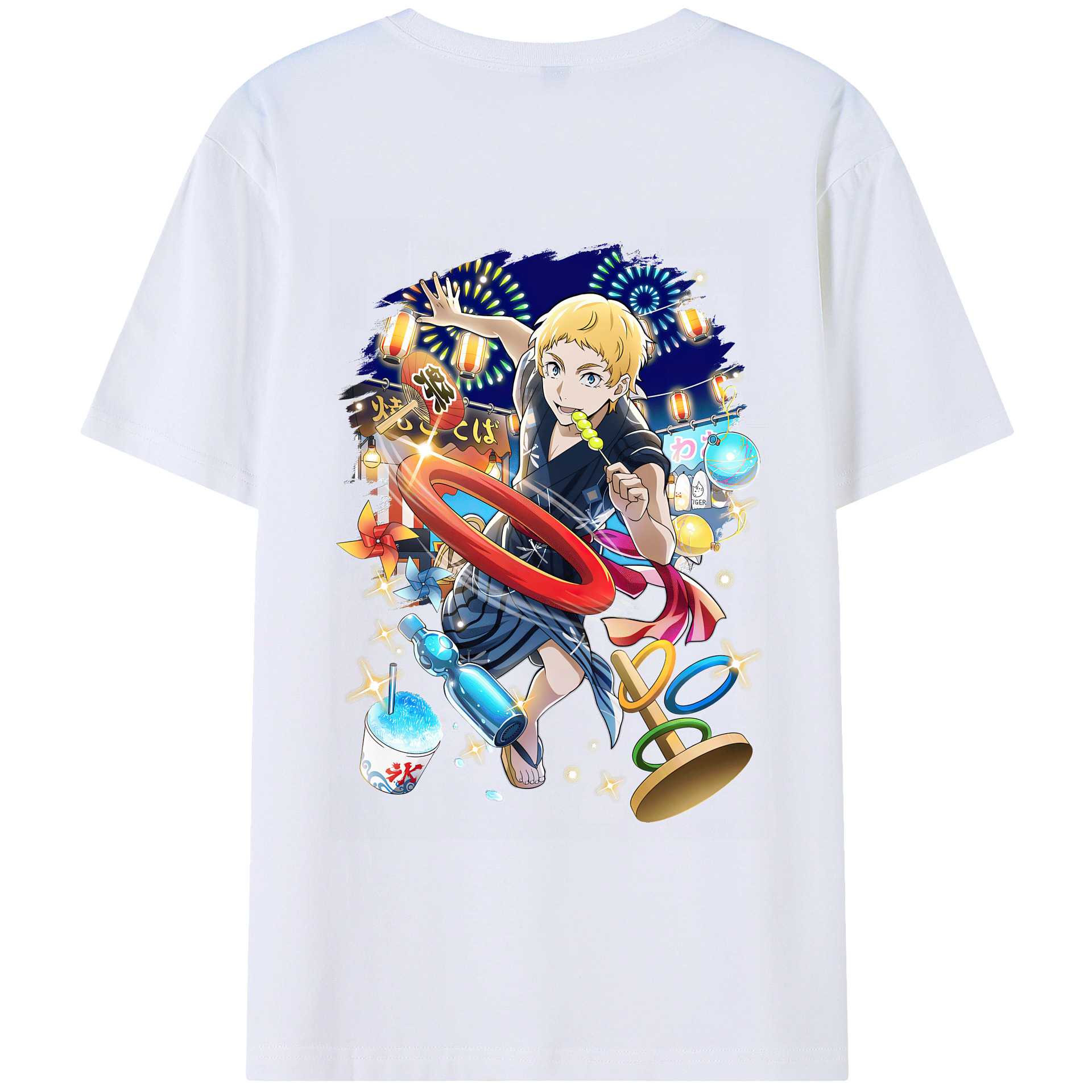 （画像用） 文豪ストレイドッグス Bungo Stray Dogs 綿100％ メンズ半袖Tシャツ（バックプリント） 通気性