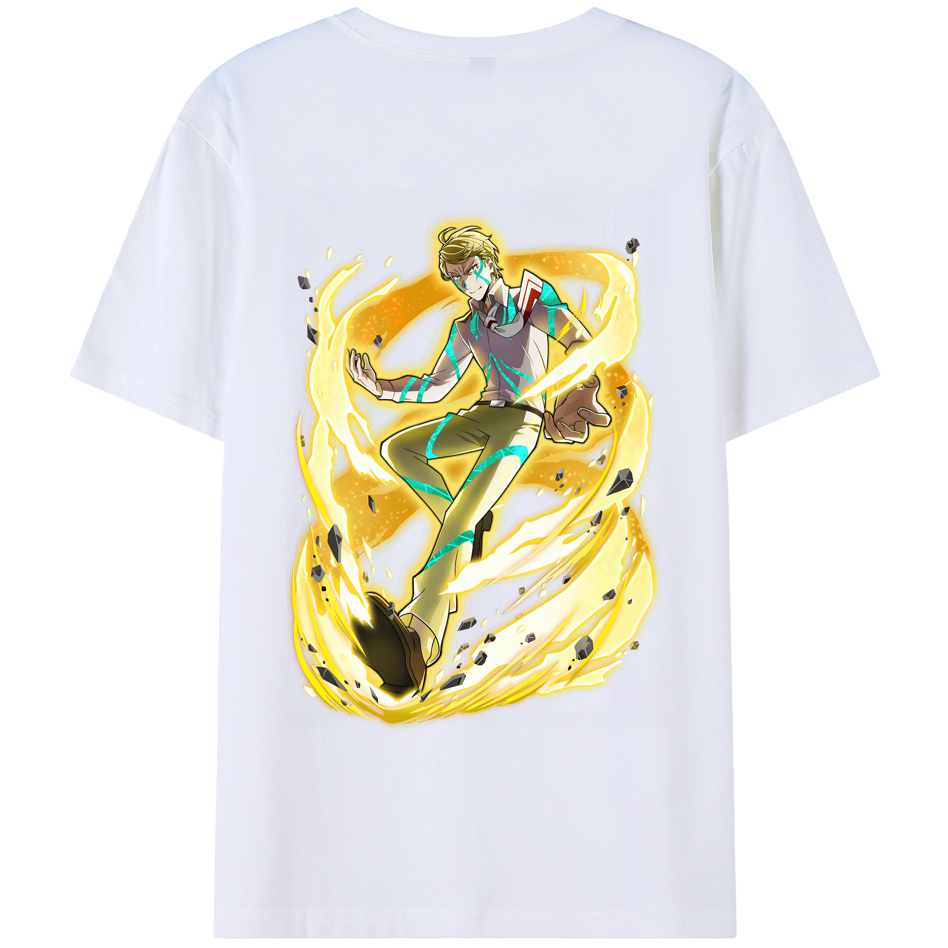 （画像用） 文豪ストレイドッグス Bungo Stray Dogs 綿100％ メンズ半袖Tシャツ（バックプリント） 通気性