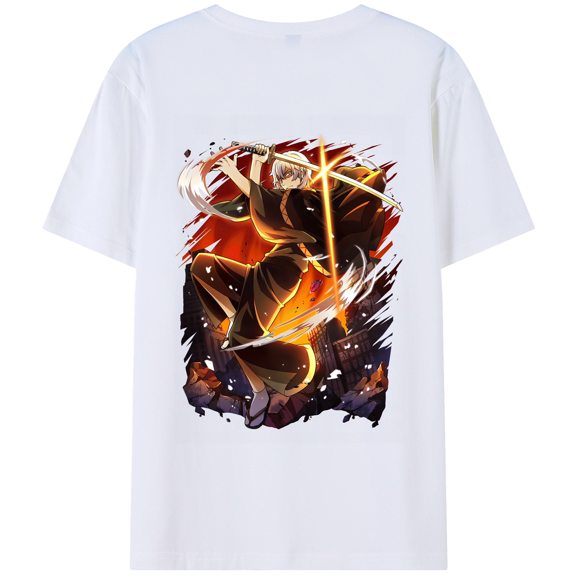 （画像用） 文豪ストレイドッグス Bungo Stray Dogs 綿100％ メンズ半袖Tシャツ（バックプリント） 通気性