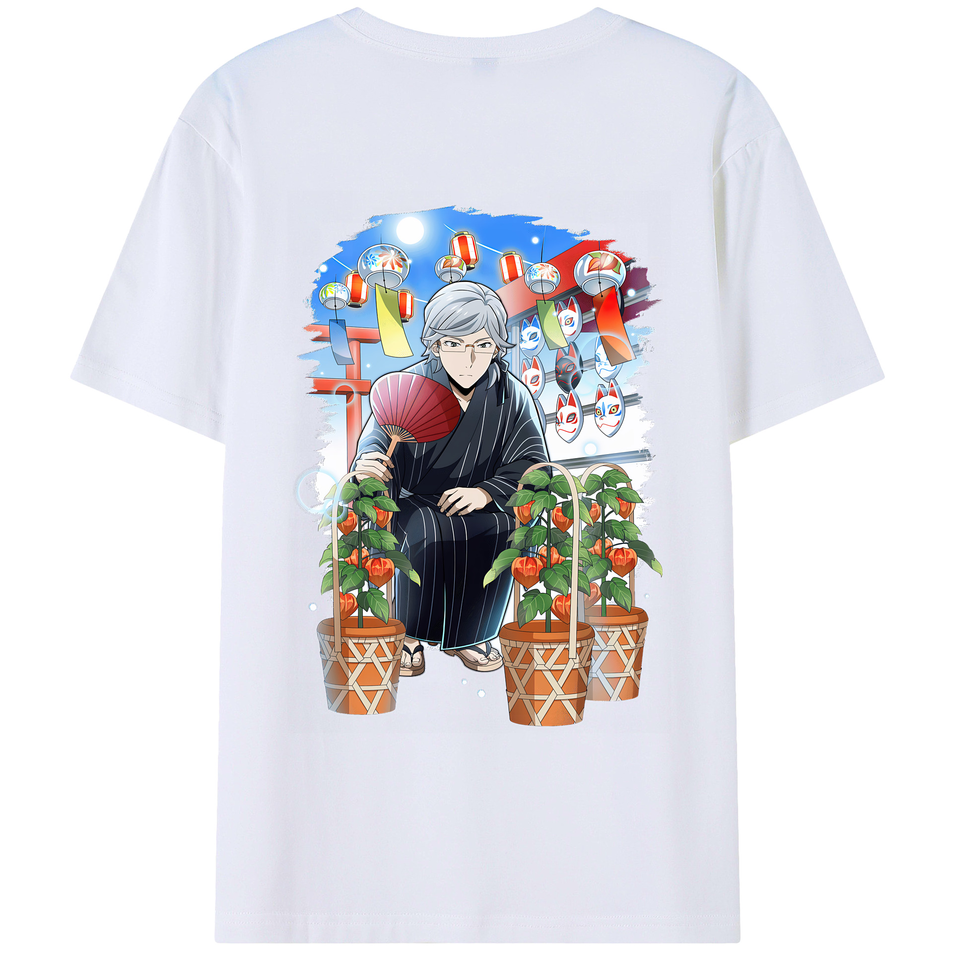 （画像用） 文豪ストレイドッグス Bungo Stray Dogs 綿100％ メンズ半袖Tシャツ（バックプリント） 通気性