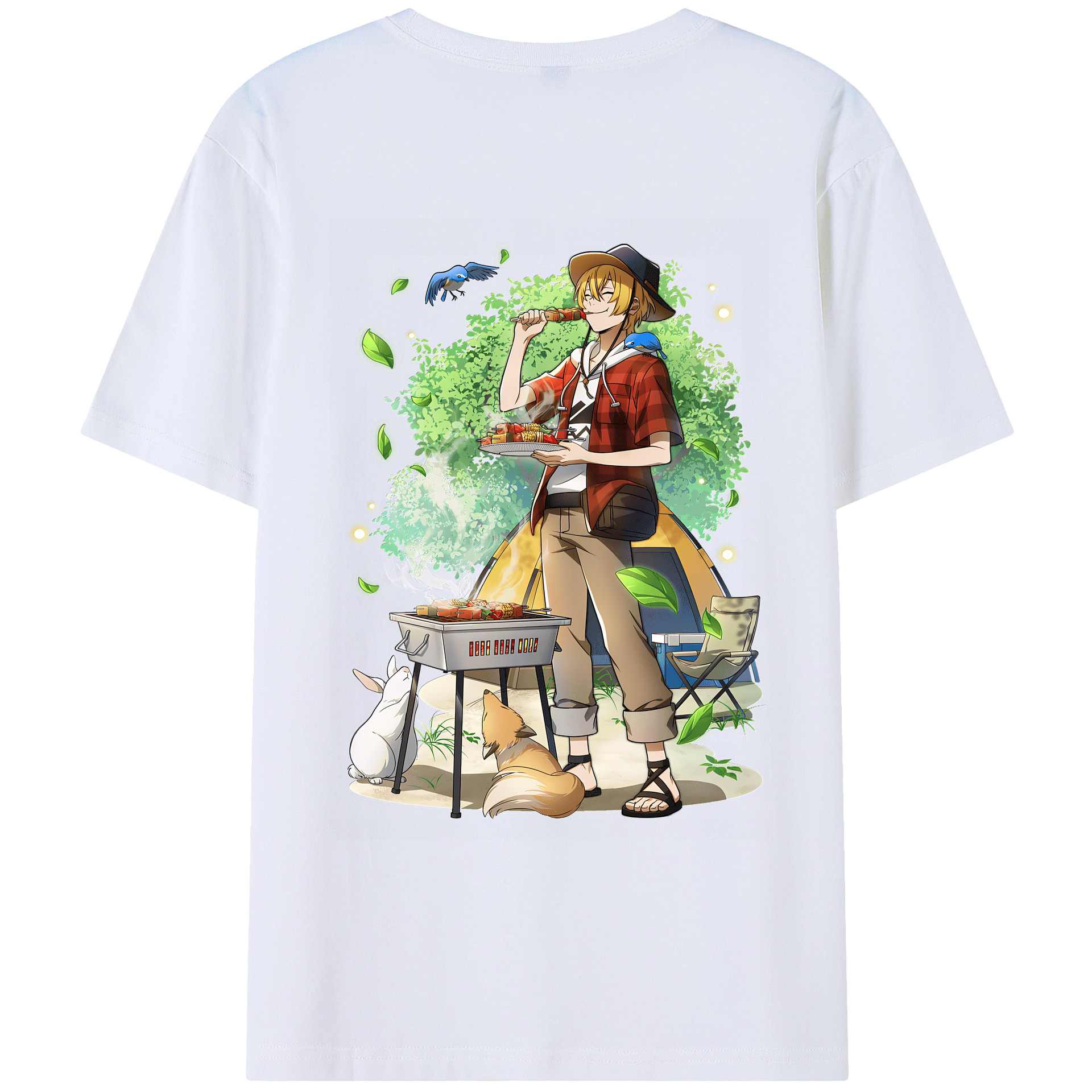 （画像用） 文豪ストレイドッグス Bungo Stray Dogs 綿100％ メンズ半袖Tシャツ（バックプリント） 通気性