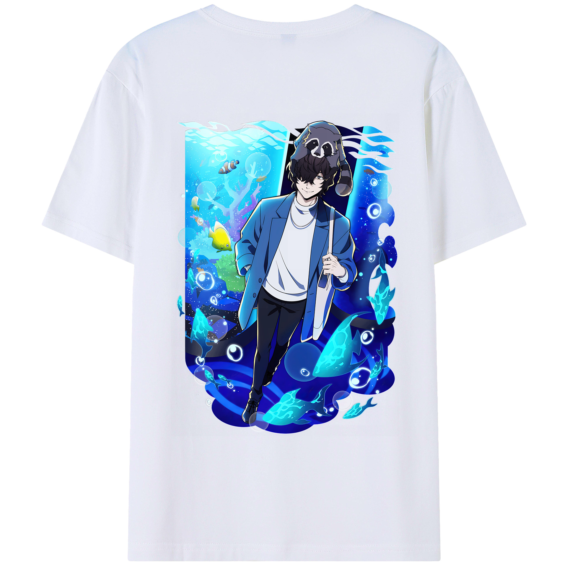 （画像用） 文豪ストレイドッグス Bungo Stray Dogs 綿100％ メンズ半袖Tシャツ（バックプリント） 通気性