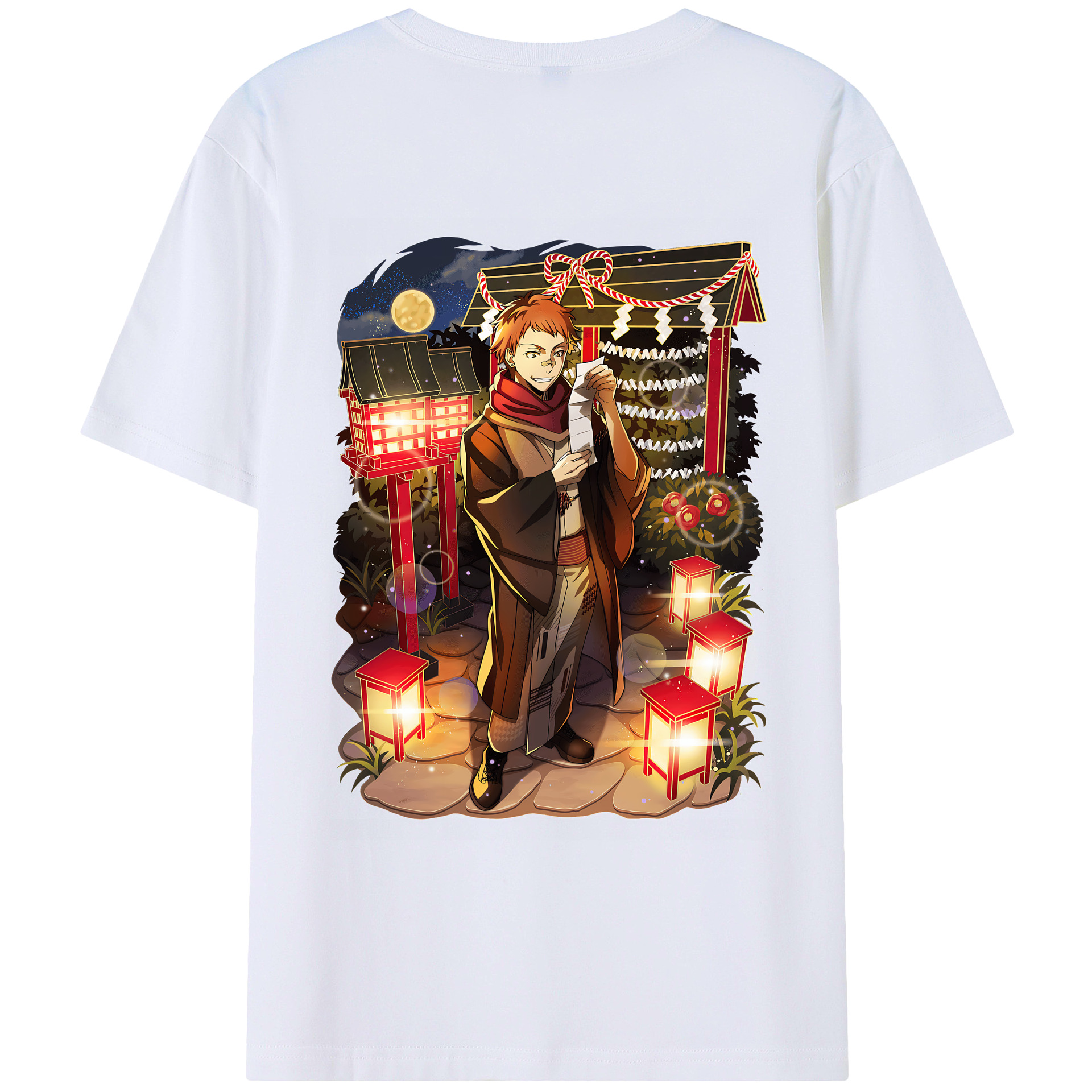 （画像用） 文豪ストレイドッグス Bungo Stray Dogs 綿100％ メンズ半袖Tシャツ（バックプリント） 通気性