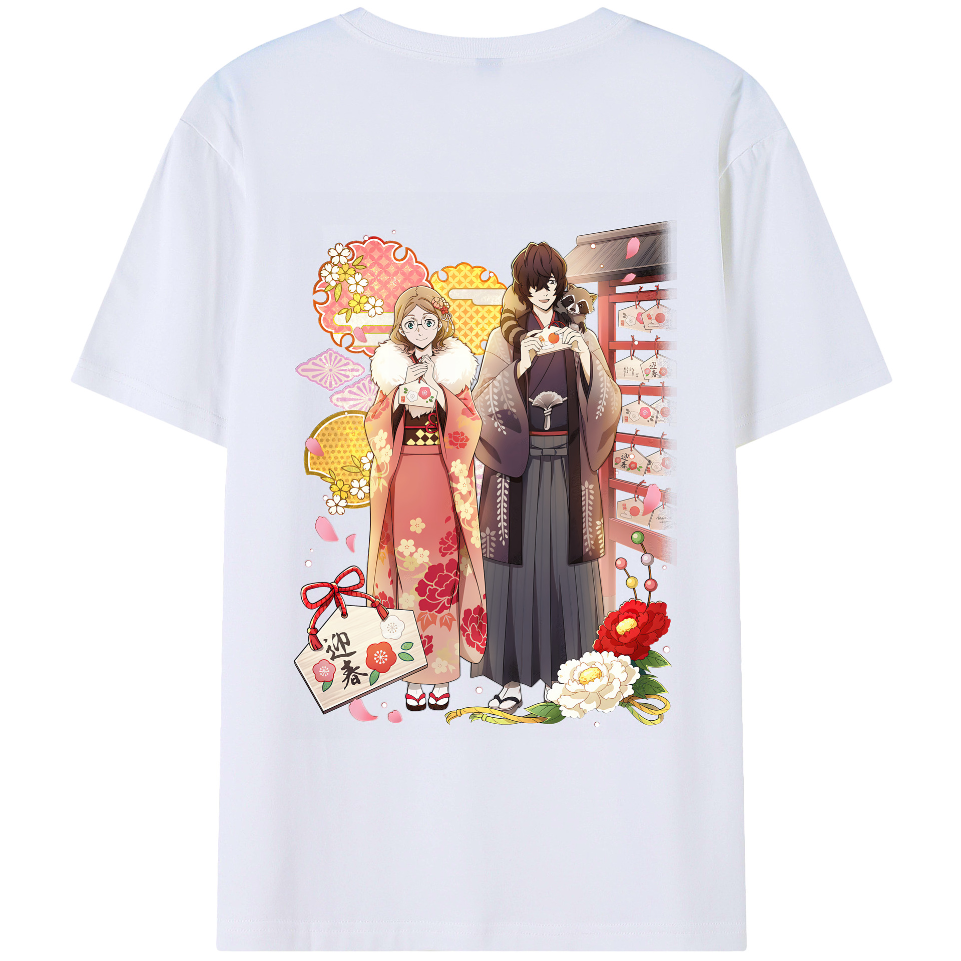 （画像用） 文豪ストレイドッグス Bungo Stray Dogs 綿100％ メンズ半袖Tシャツ（バックプリント） 通気性