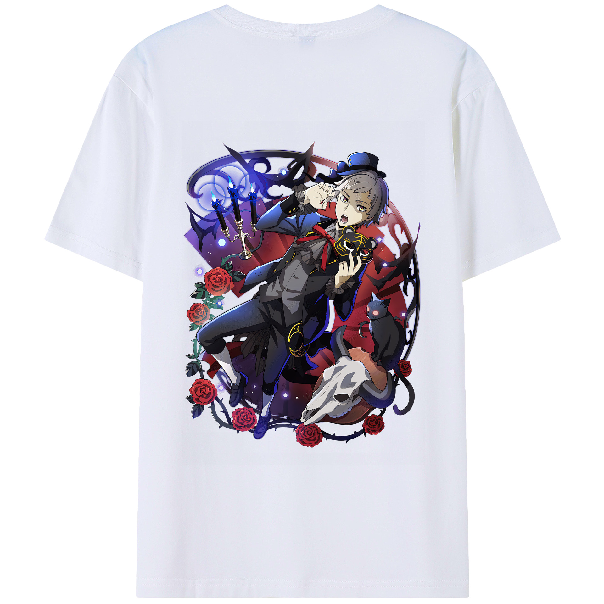 （画像用） 文豪ストレイドッグス Bungo Stray Dogs 綿100％ メンズ半袖Tシャツ（バックプリント） 通気性