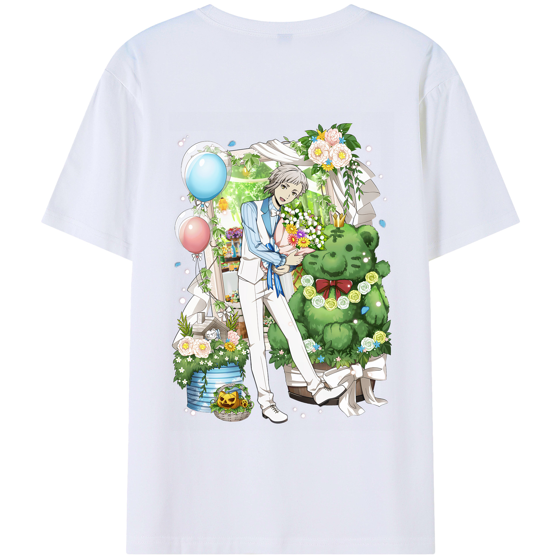 （画像用） 文豪ストレイドッグス Bungo Stray Dogs 綿100％ メンズ半袖Tシャツ（バックプリント） 通気性