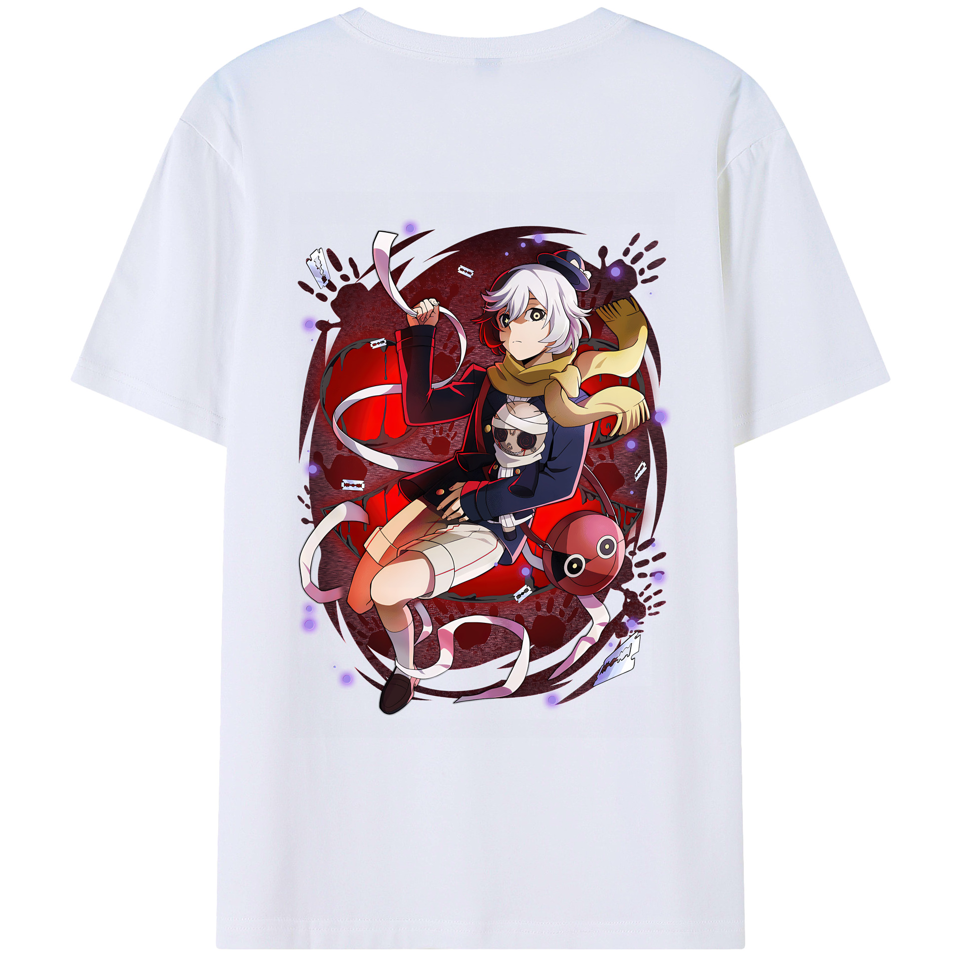 （画像用） 文豪ストレイドッグス Bungo Stray Dogs 綿100％ メンズ半袖Tシャツ（バックプリント） 通気性