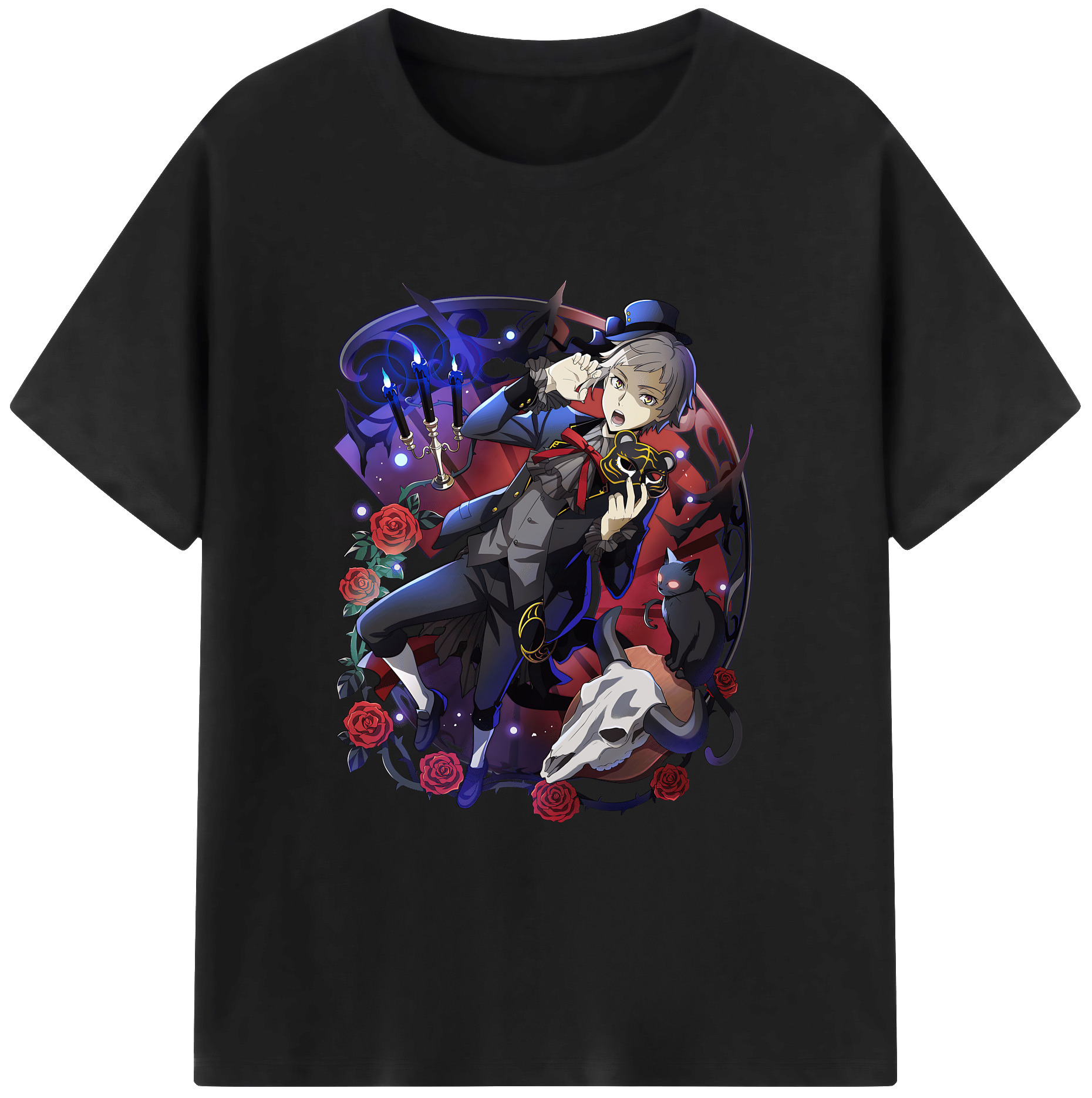 （画像用） 文豪ストレイドッグス Bungo Stray Dogs 綿100％ メンズ半袖Tシャツ｜肌触りやわらか＆通気性
