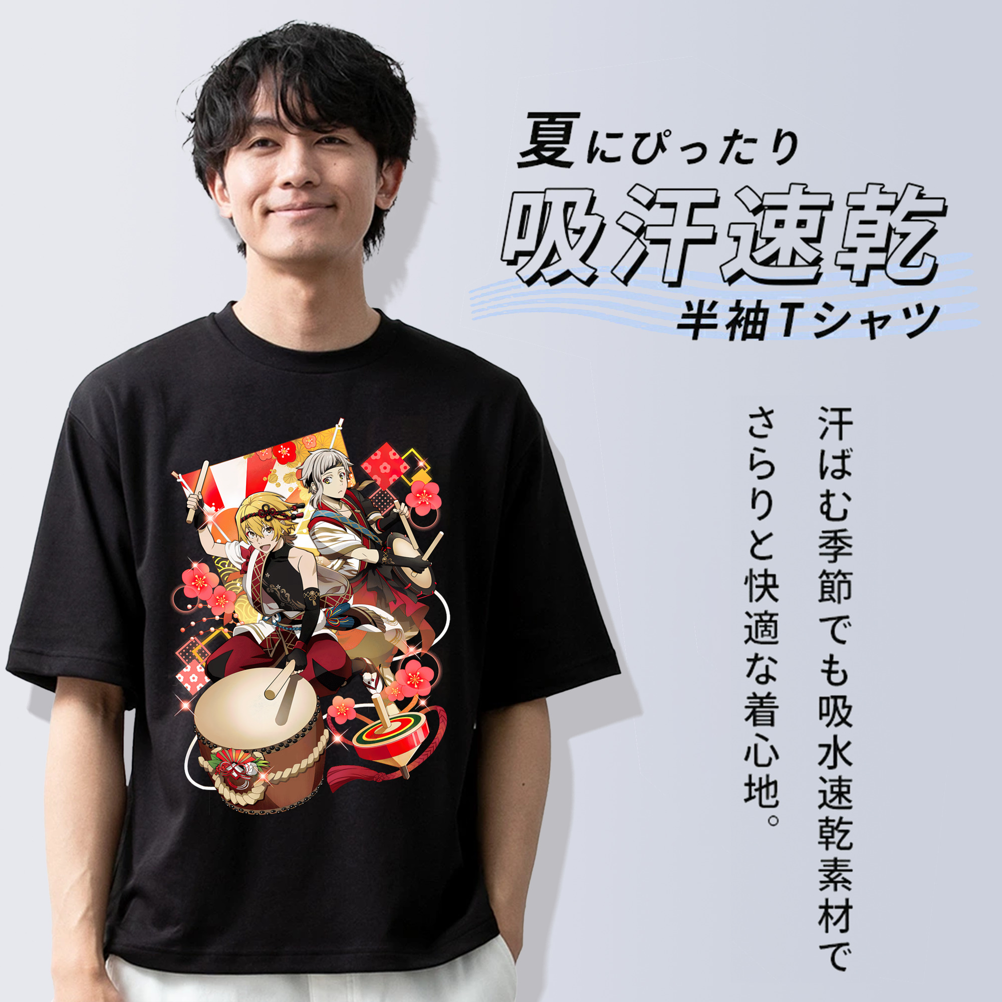 文豪ストレイドッグス Bungo Stray Dogs 綿100％ メンズ半袖Tシャツ｜肌触りやわらか＆通気性
