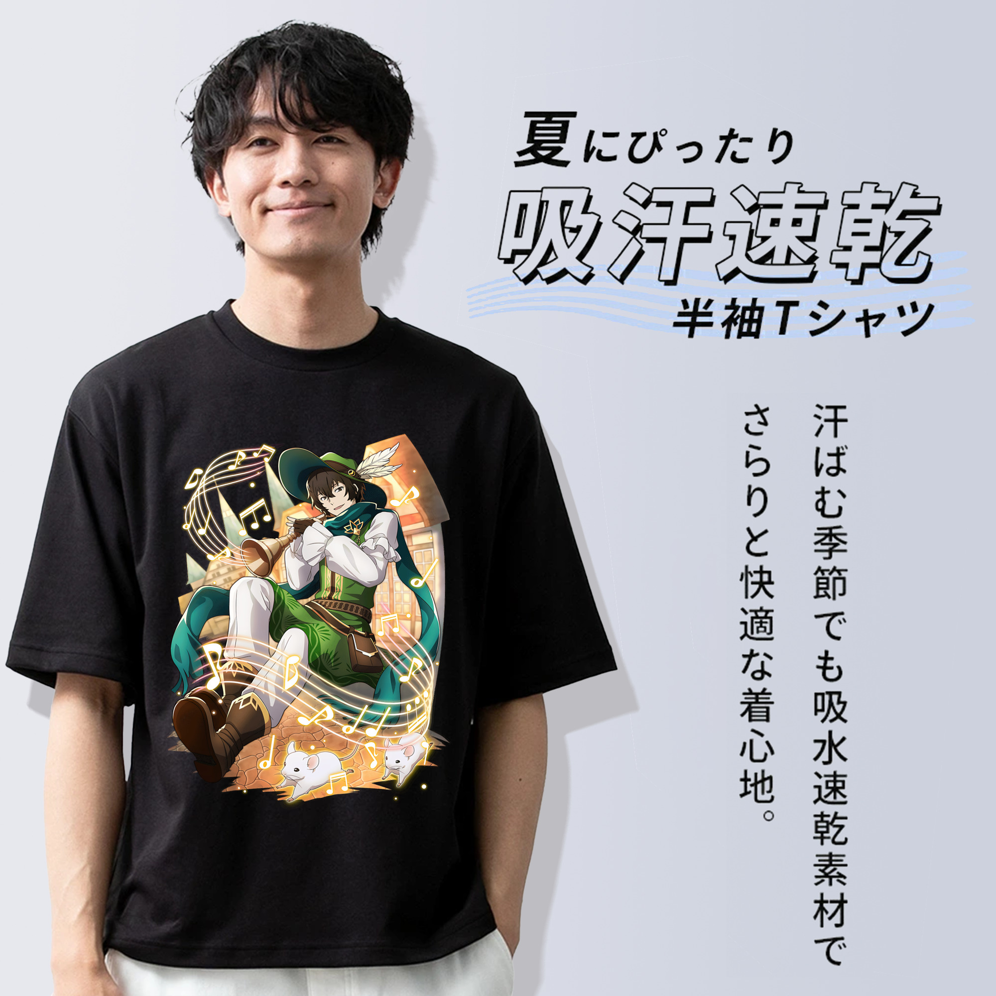 文豪ストレイドッグス Bungo Stray Dogs 綿100％ メンズ半袖Tシャツ｜肌触りやわらか＆通気性