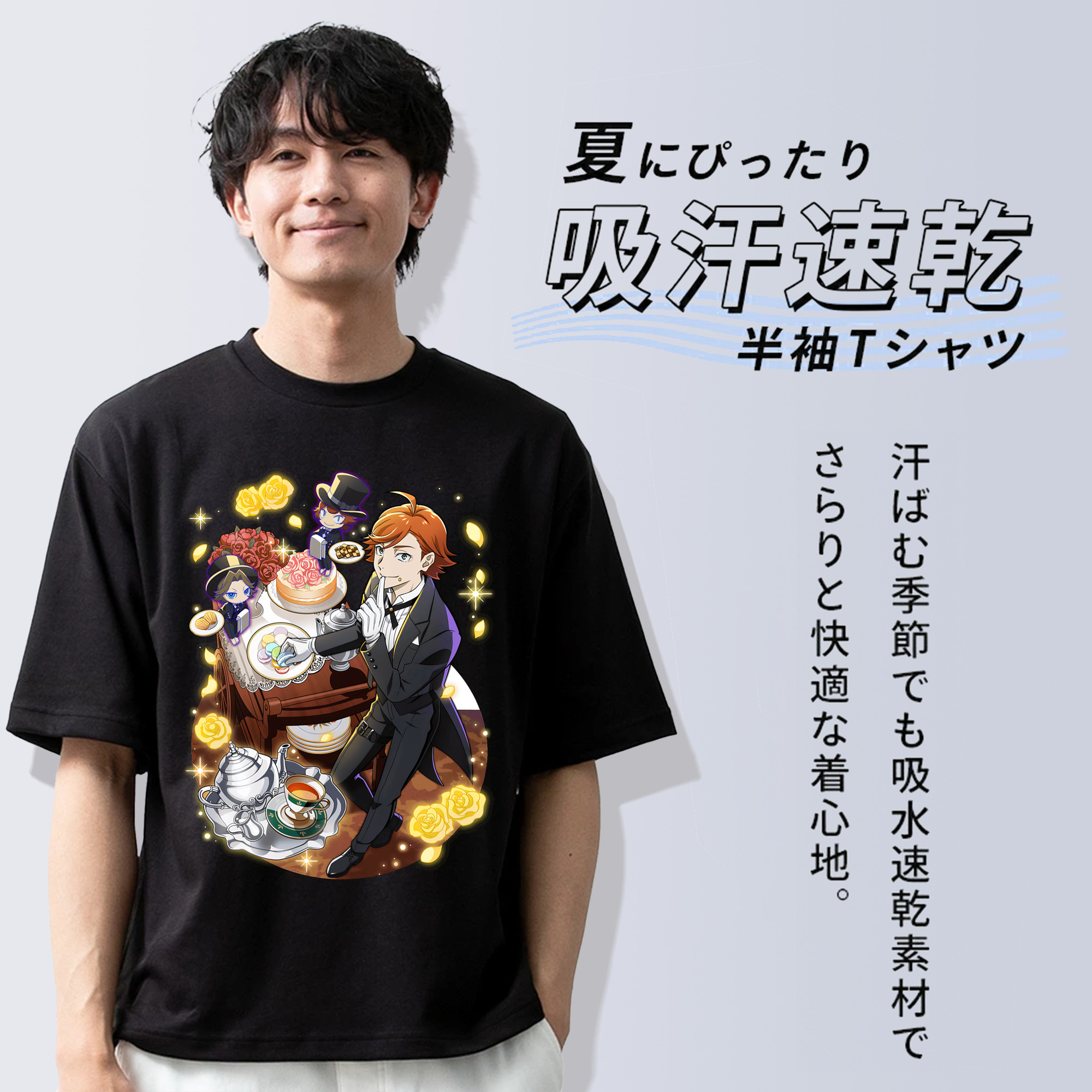 文豪ストレイドッグス Bungo Stray Dogs 綿100％ メンズ半袖Tシャツ｜肌触りやわらか＆通気性
