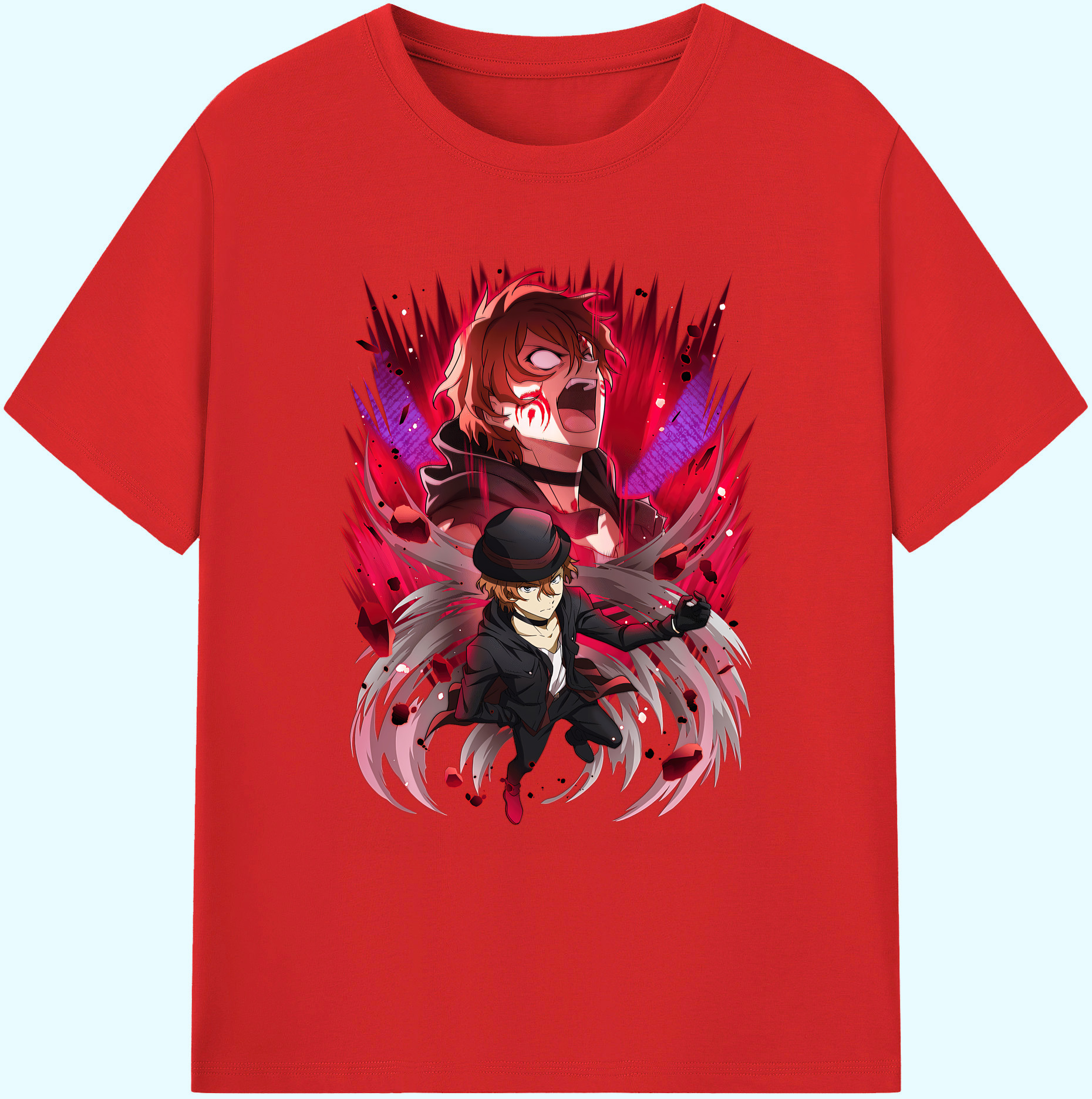 （画像用） 文豪ストレイドッグス Bungo Stray Dogs 綿100％ メンズ半袖Tシャツ｜肌触りやわらか＆通気性