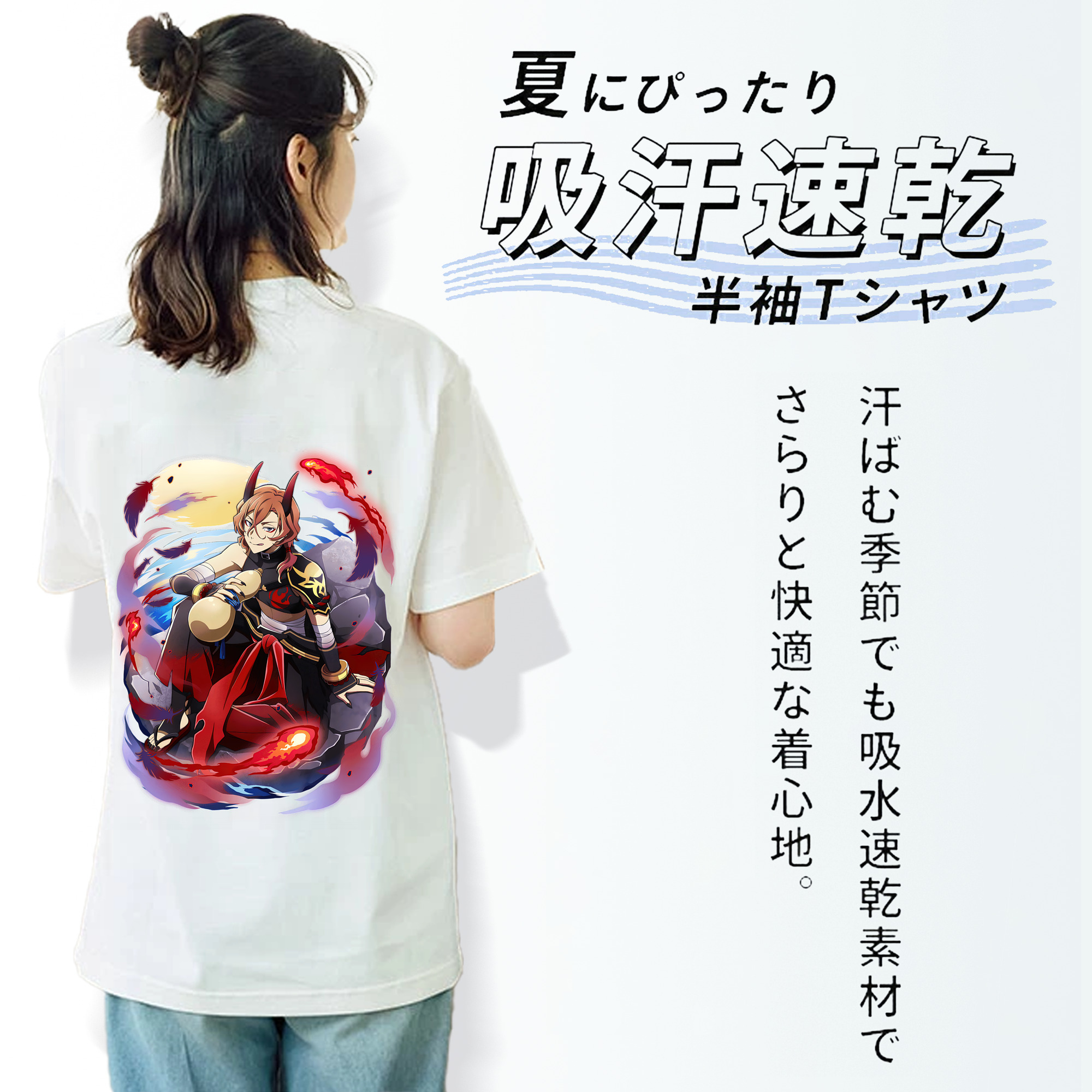 文豪ストレイドッグス Bungo Stray Dogs レディース半袖Tシャツ(バックプリント)