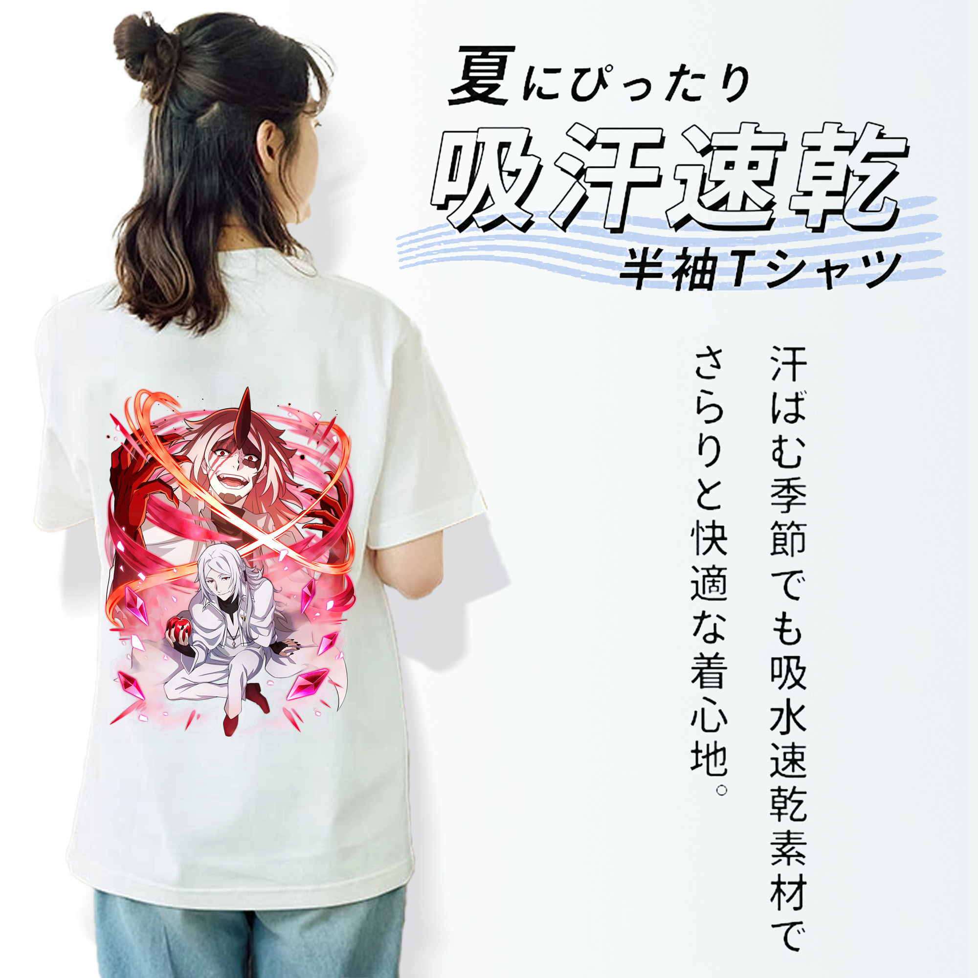 文豪ストレイドッグス Bungo Stray Dogs レディース半袖Tシャツ(バックプリント)