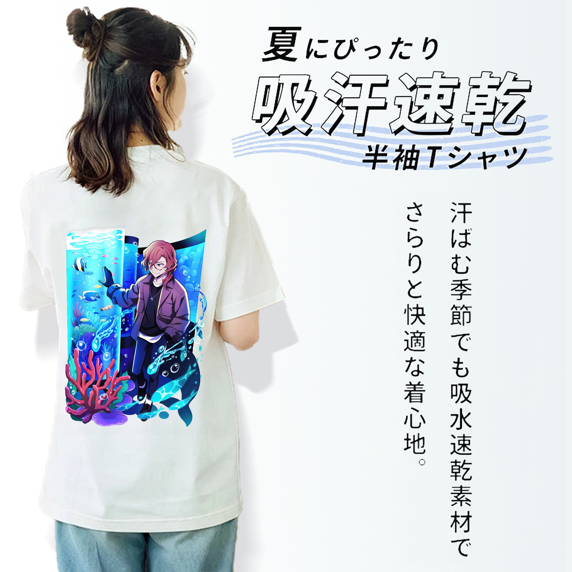文豪ストレイドッグス Bungo Stray Dogs レディース半袖Tシャツ(バックプリント)
