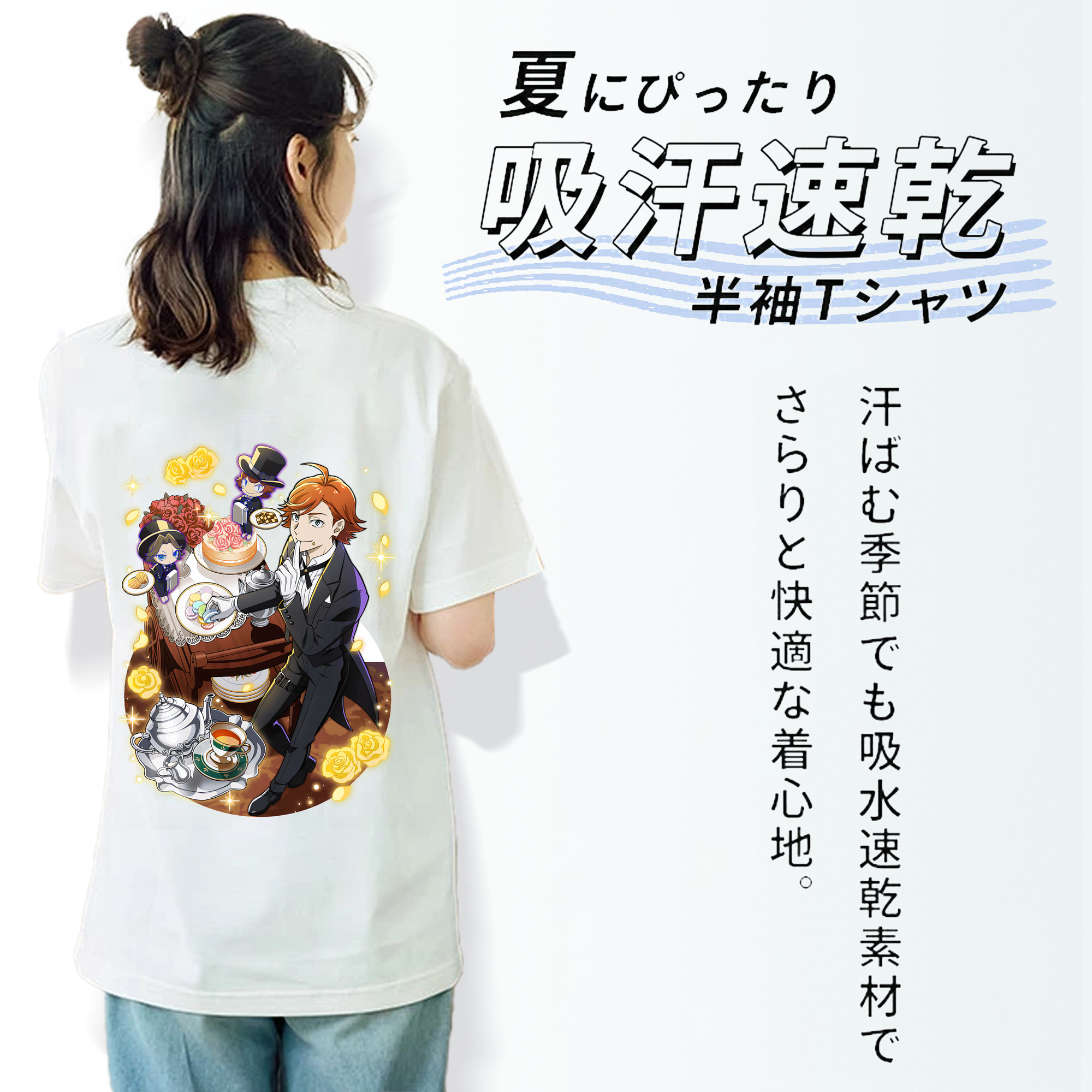 文豪ストレイドッグス Bungo Stray Dogs レディース半袖Tシャツ(バックプリント)
